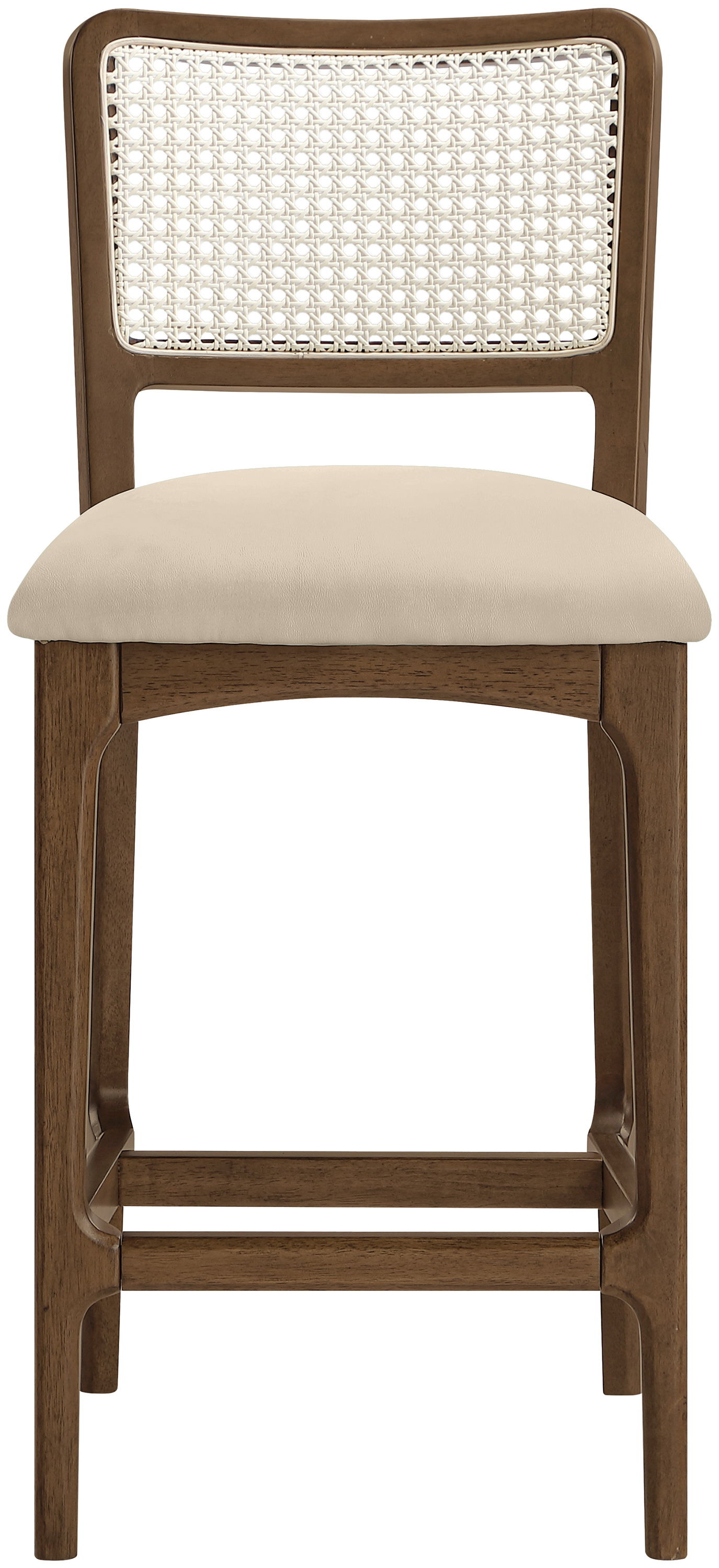 Atrium - Cane Back And Vegan Leather Upholstered Seat Counter Stool (Set of 2) - Beige