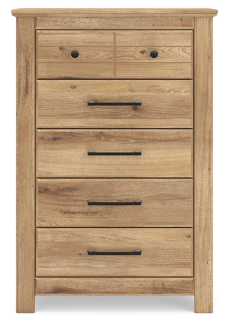 Ashley Furniture Makidern - Five Drawer Chest - Tan - Image 4