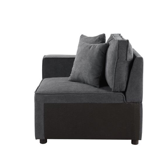 Silvester - Modular Left Facing Chair With 2 Pillows - Gray Fabric, dark gray, view 5
