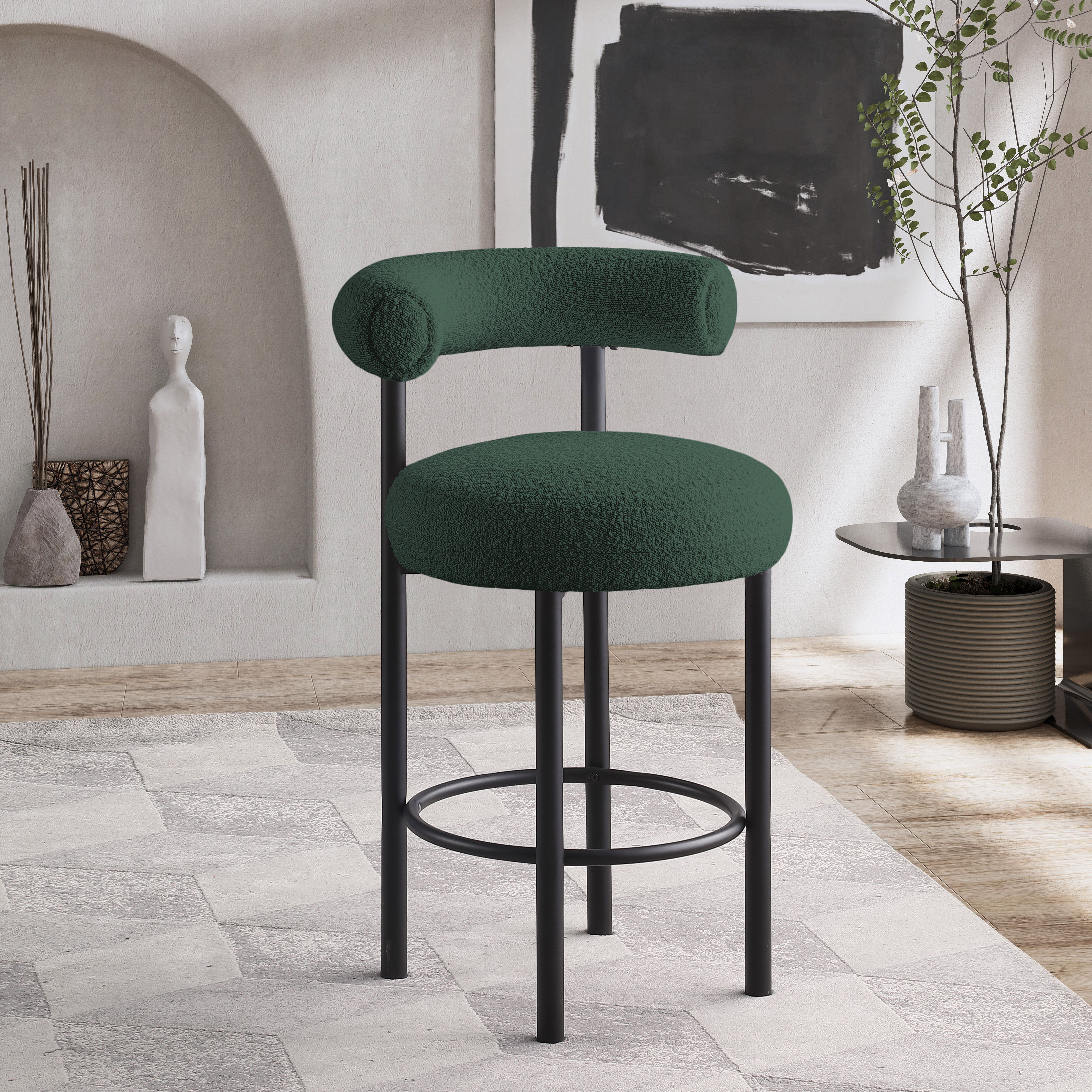 Bordeaux - Stool With Black Legs (Set of 2) - Green