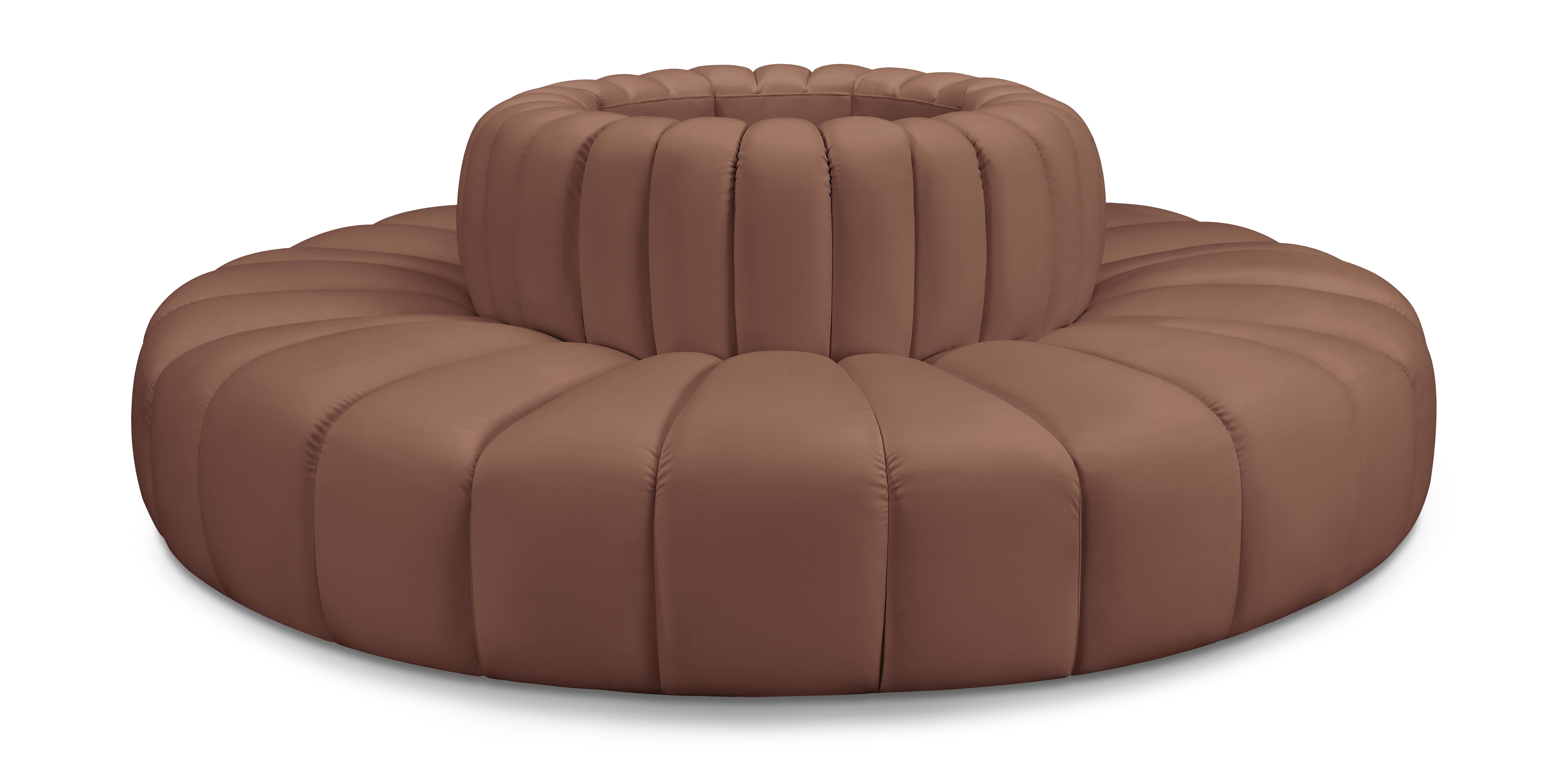 Arc - Faux Leather 8 Piece Round Modular Sofa - Cognac