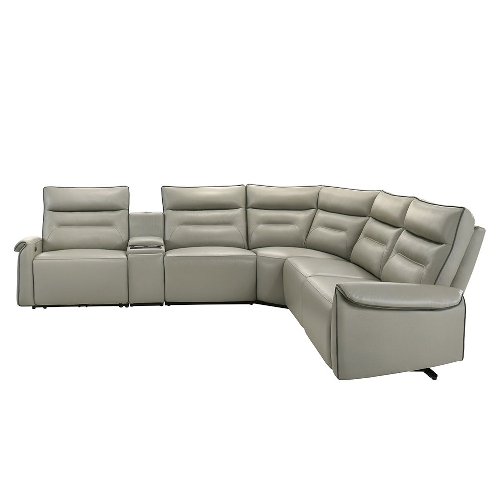 Jayke - Power Motion Sectional Sofa - Light Gray Top Grain Leather Match, light gray, view 3