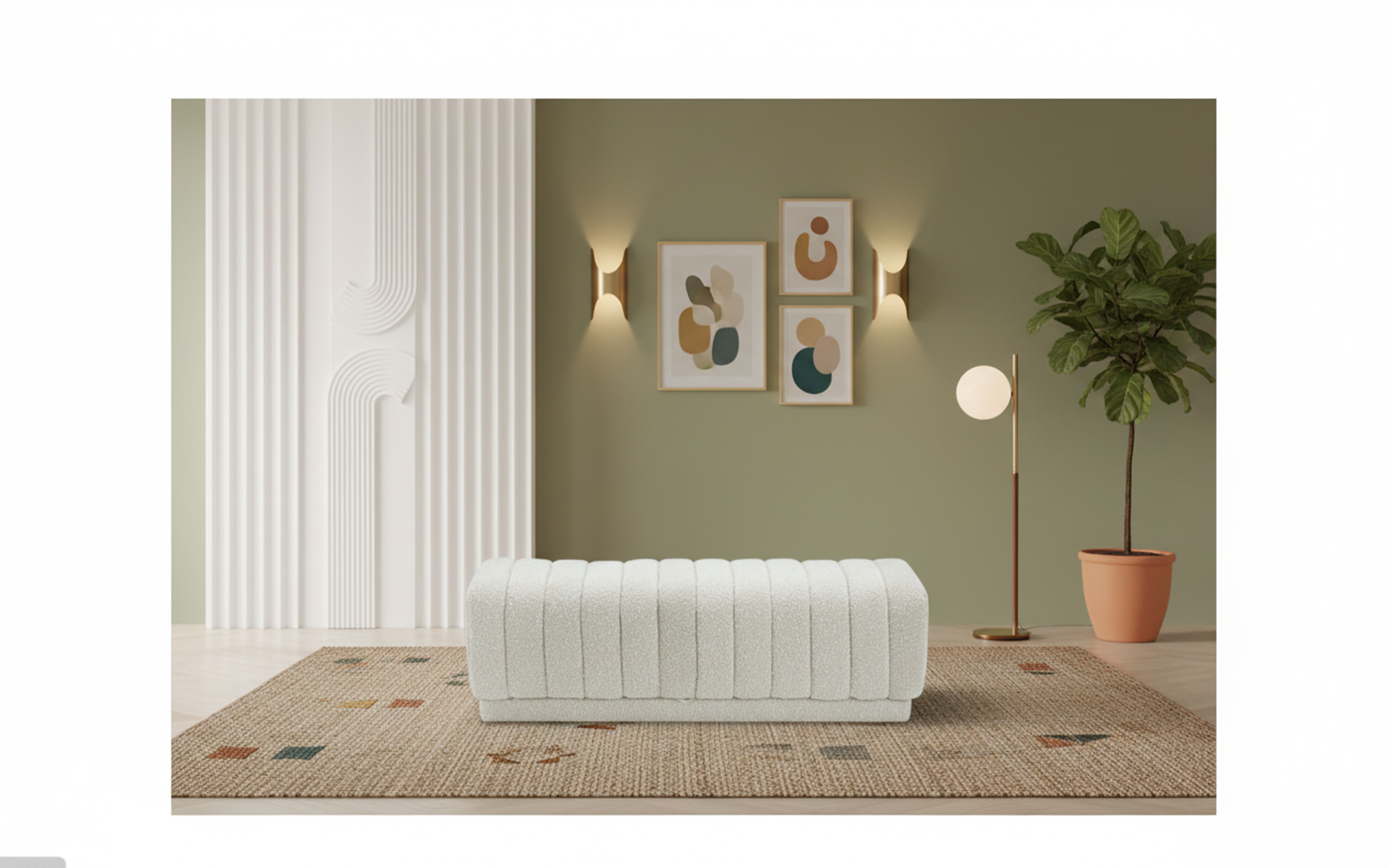 Heathrow - Ottoman / Bench - Cream