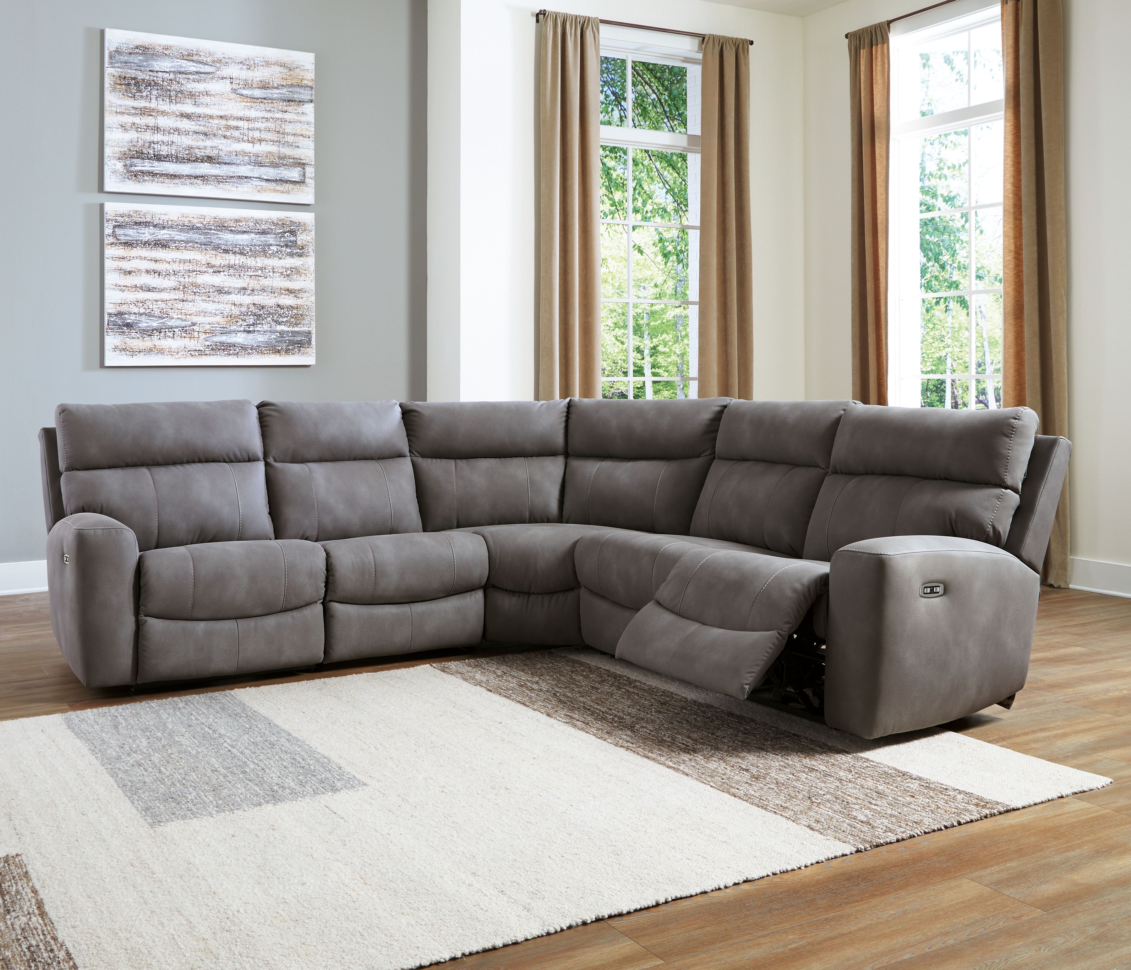 Next-Gen Durapella - 6 Pc. - 5-Piece Power Reclining Sectional, Power Recliner - Slate
