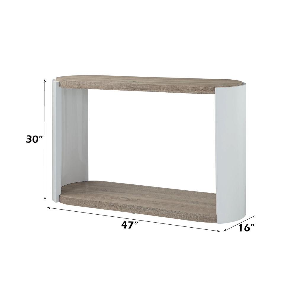 Zoma - Sofa Table - Oak & White High Gloss, white, view 5