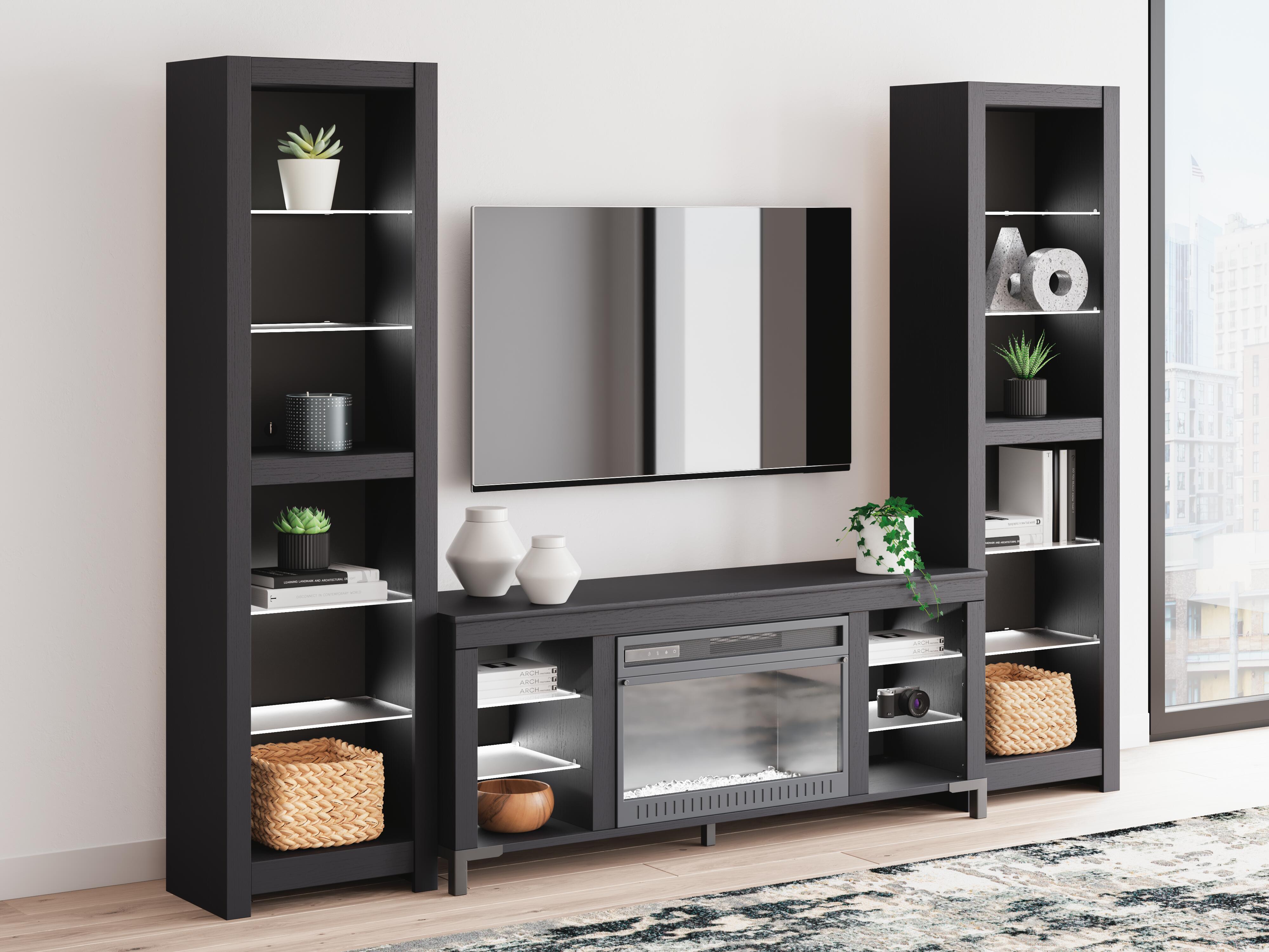 Ashley Furniture Cayberry - 3-Piece Entertainment Center With Electric Fireplace - Black - Image 10
