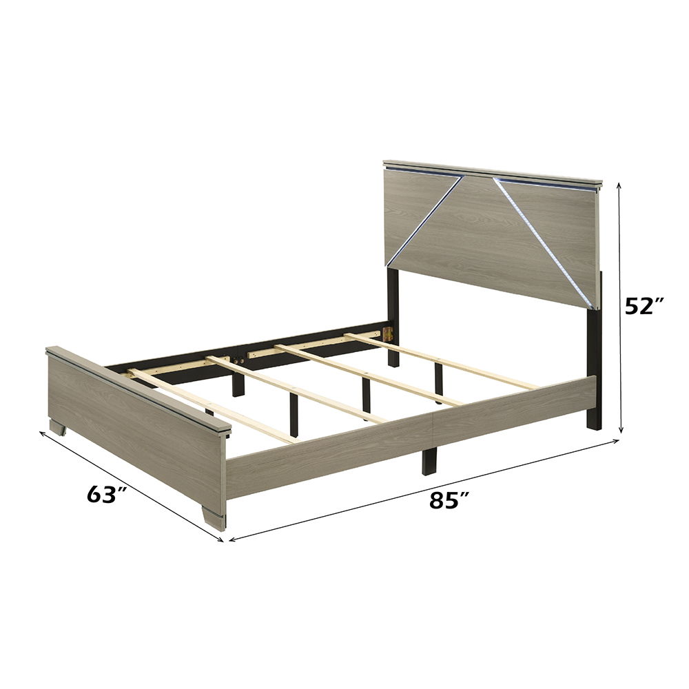 Joanna - Queen Bed With LED - Weathered Gray, gray, view 5