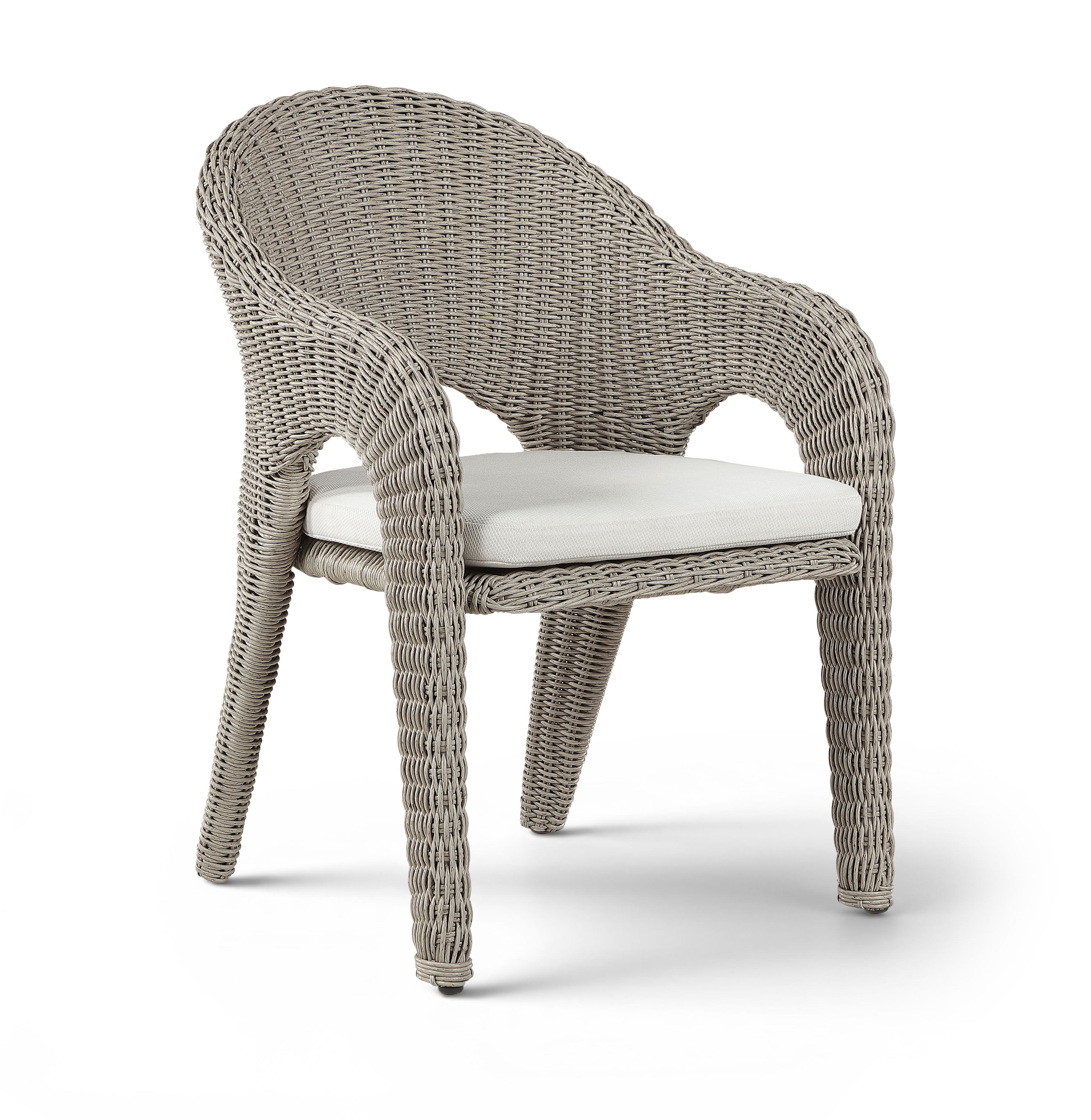 Seacrest - Olefin Water Resistant Fabric And Wicker Outdoor Patio Dining Chair - Taupe