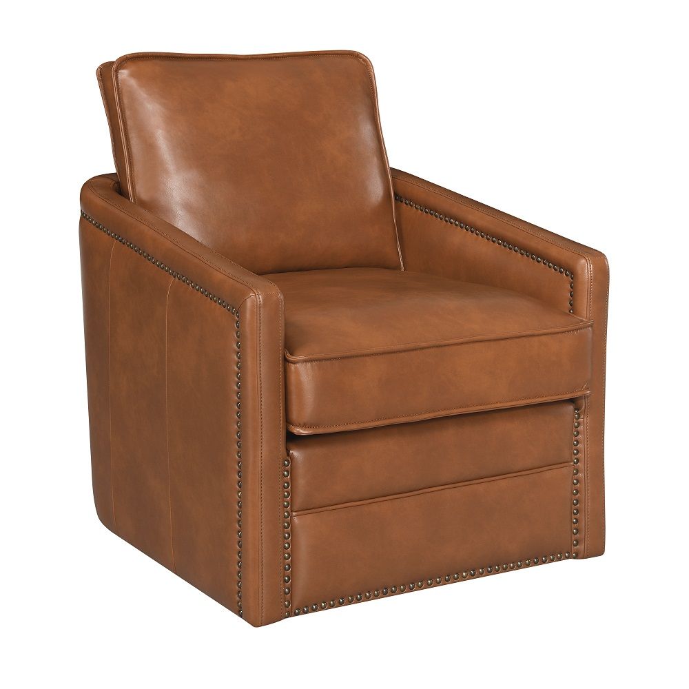 Rocha - Swivel Chair - Brown Leather Aire, dark brown, view 2
