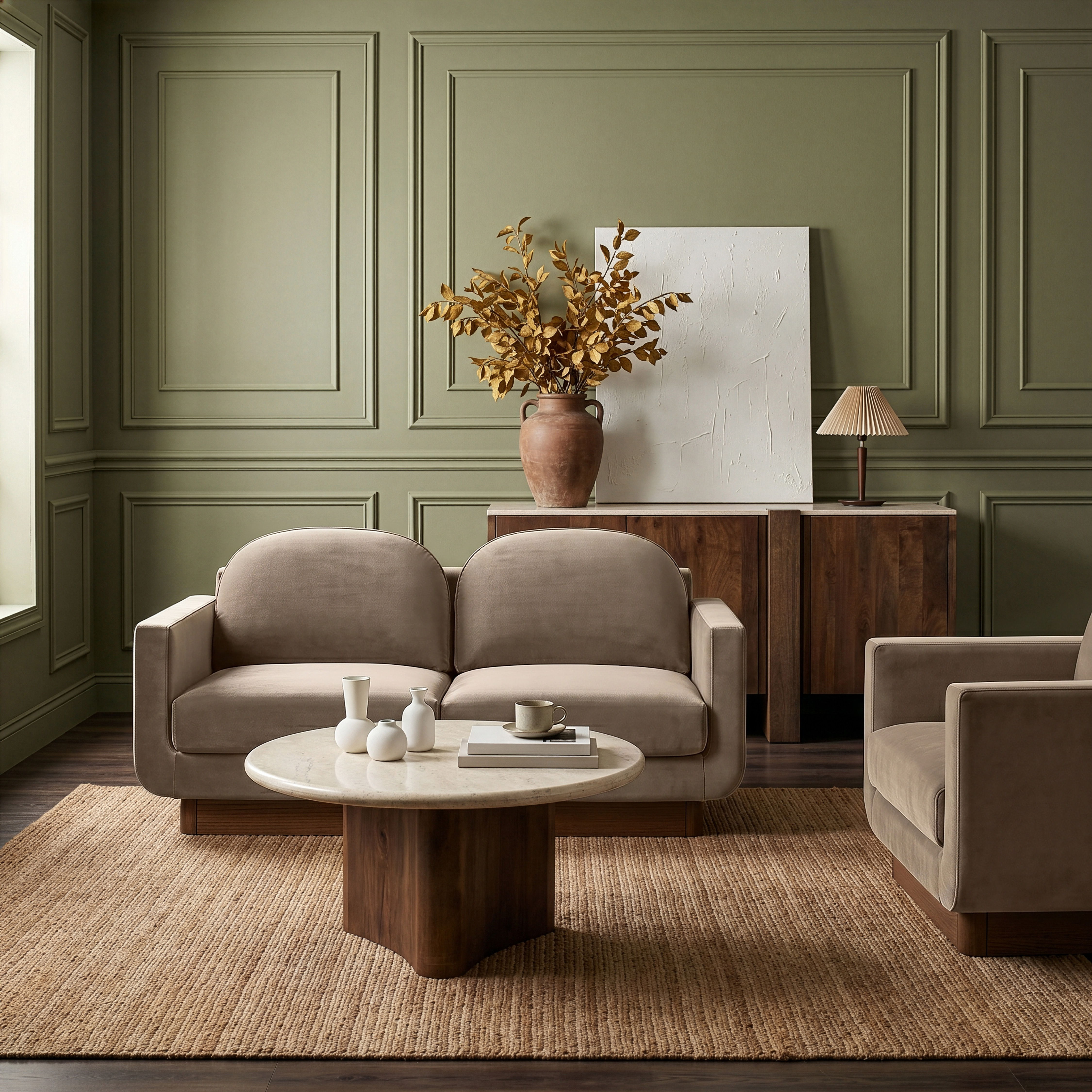 Diviento - Velvet Performance Fabric Upholstered Loveseat - Taupe
