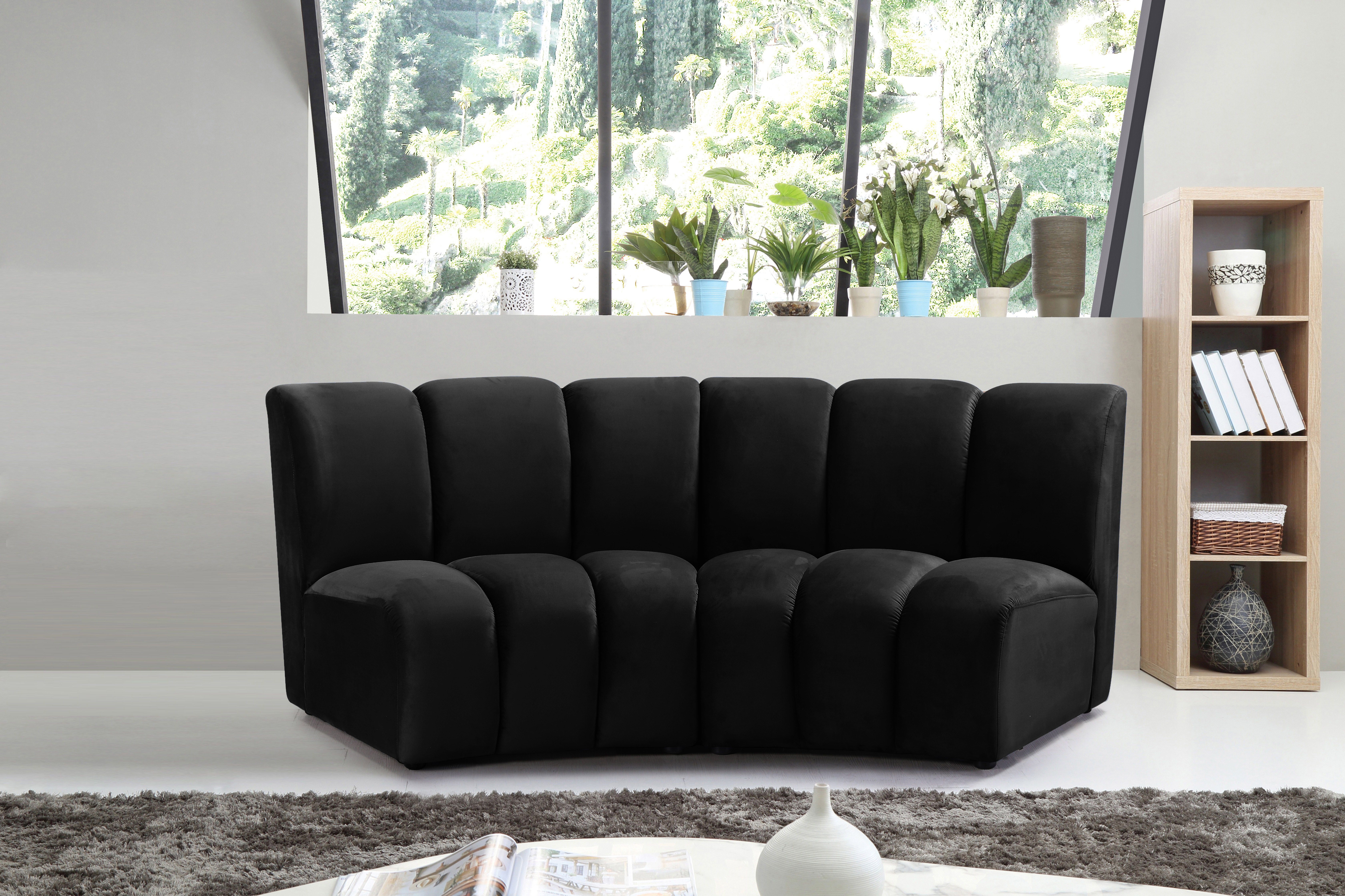 Infinity - 2 Piece Fabric Modular Sectional - Black