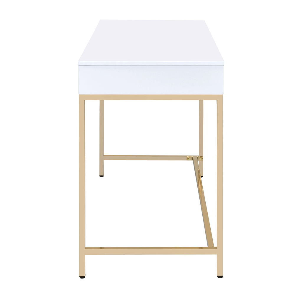 Ottey - Writing Desk (Same Ac00899) - White High Gloss & Gold, white, view 6