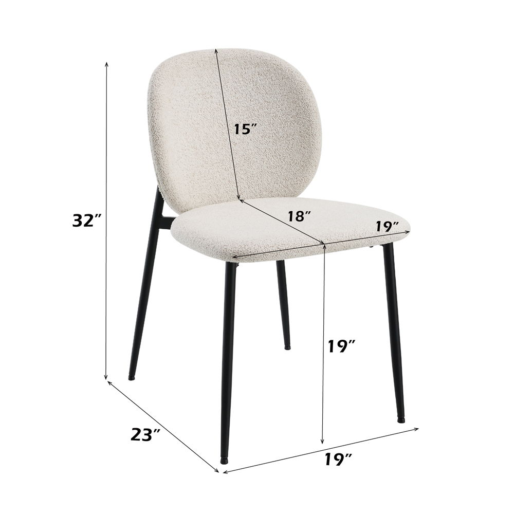 Klaus - Side Chair (Set of 2) - White Boucle & Black Finish, white, view 5