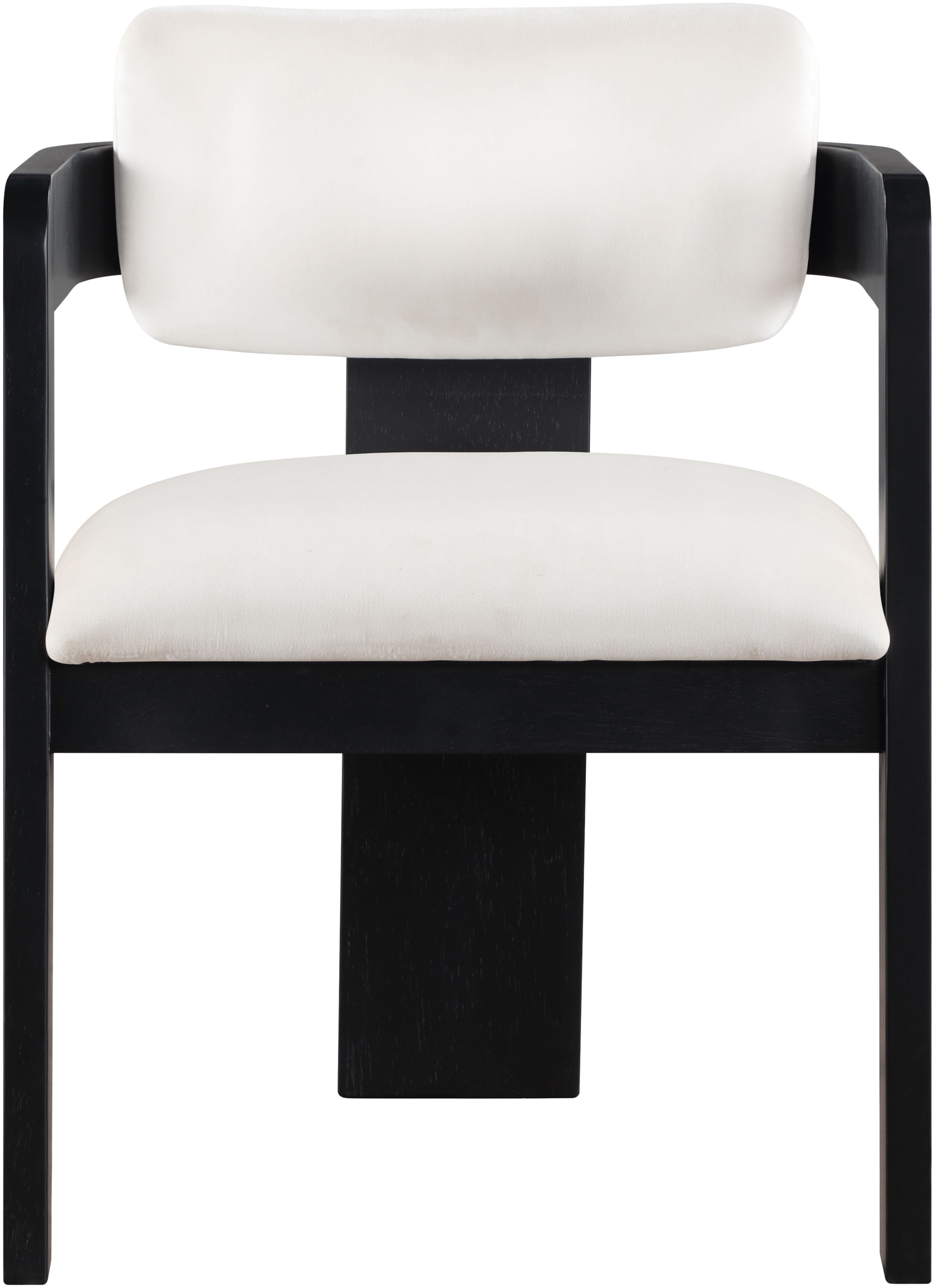 Sacha - Velvet Dining Chair With Black Base (Set of 2) - Cream