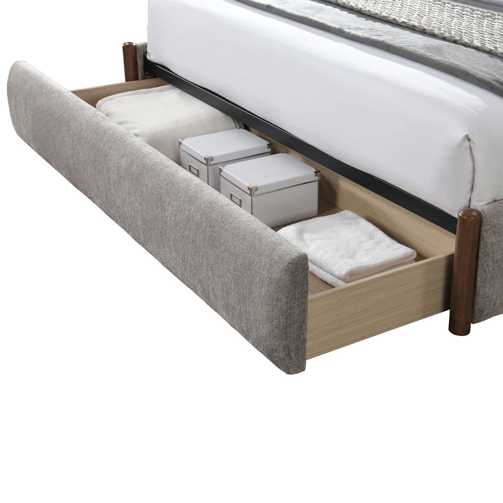 Ollya - Queen Bed With Storage - Gray Fabric, gray, view 5