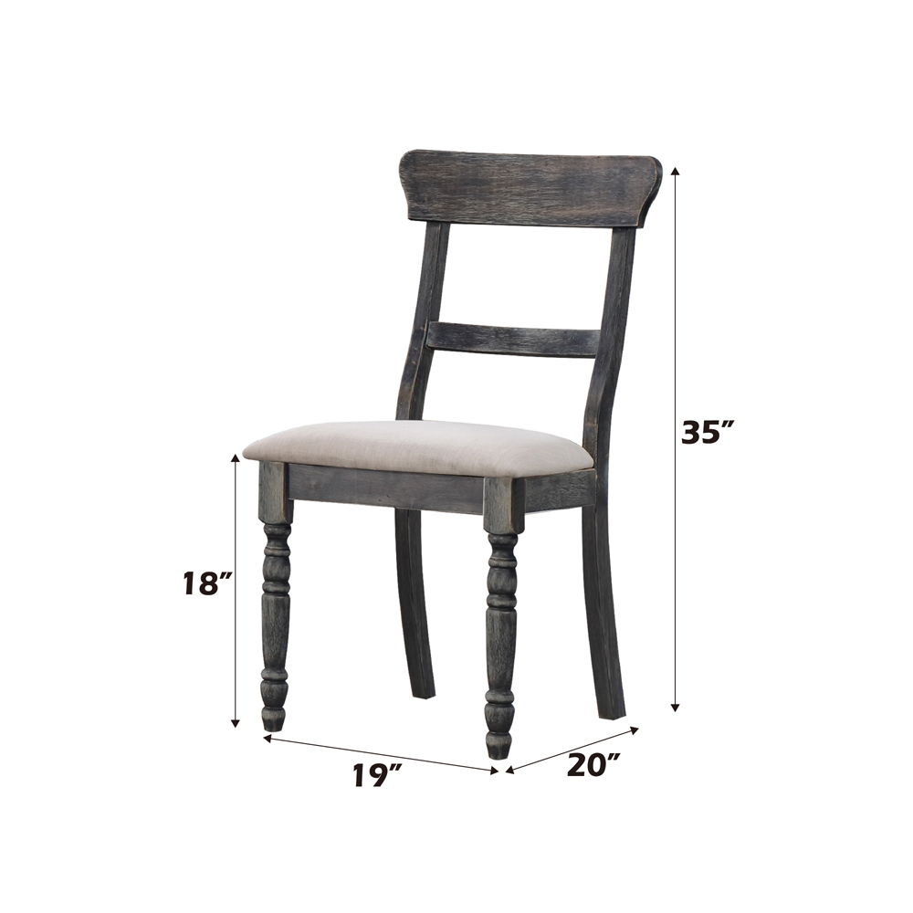 Leventis - Side Chair (Set of 2) - Light Brown Linen & Weathered Gray, dark gray, view 4