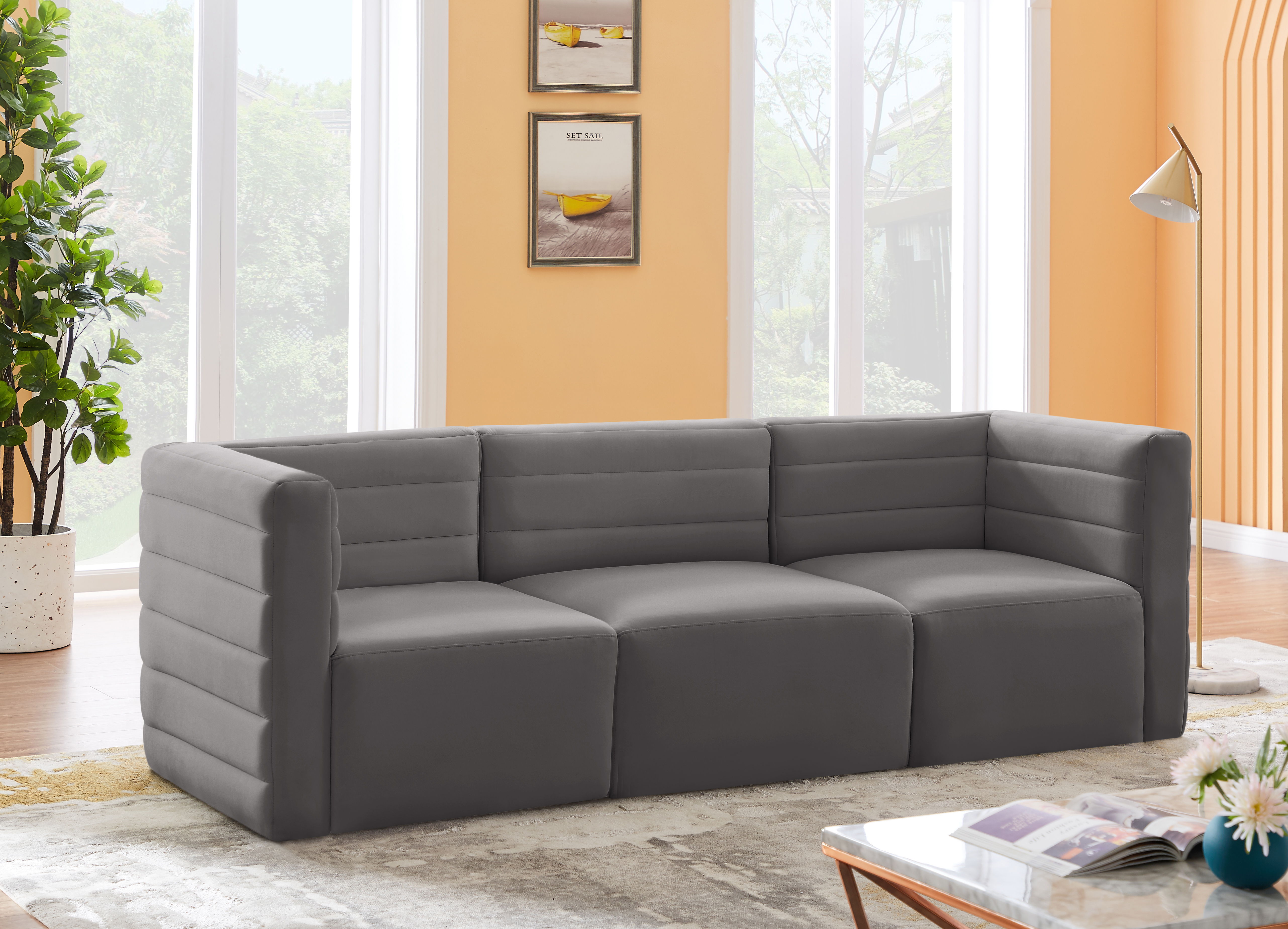 Quincy - 3 Piece Modular Sofa - Gray