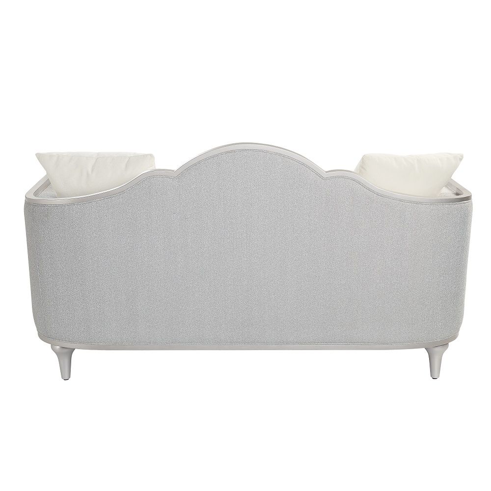 Kasa - Loveseat With 3 Pillows - Beige Linen & Champagne, beige, view 6