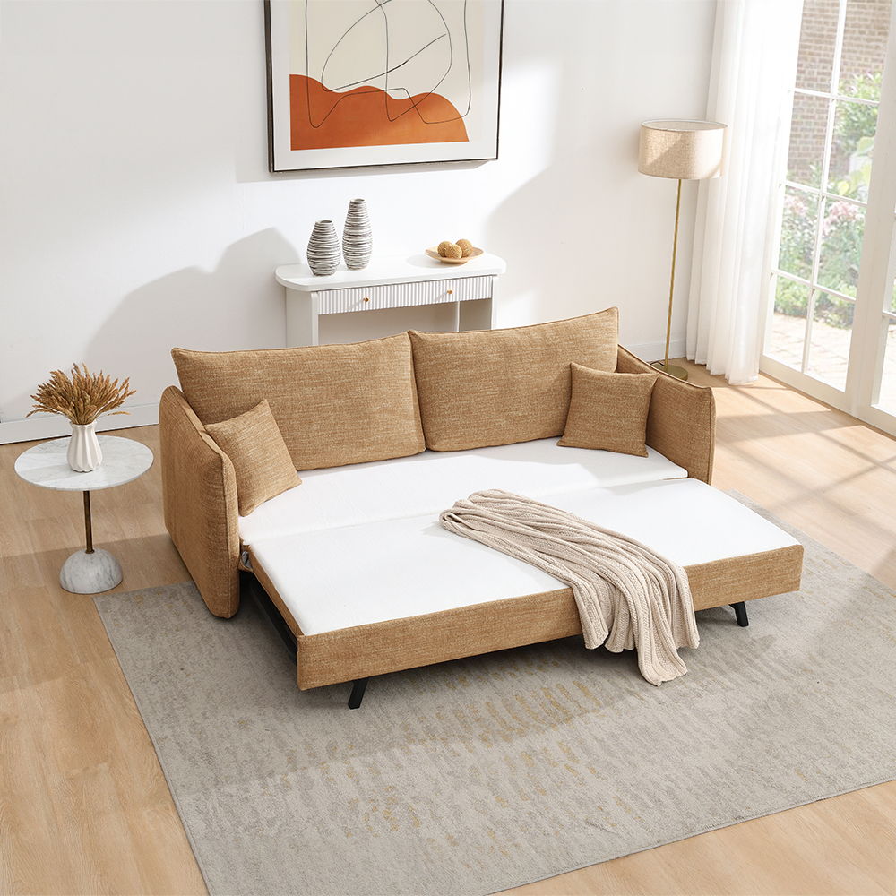 Cadie - Sofa With 2 Pillows - Mocha, light brown, view 2