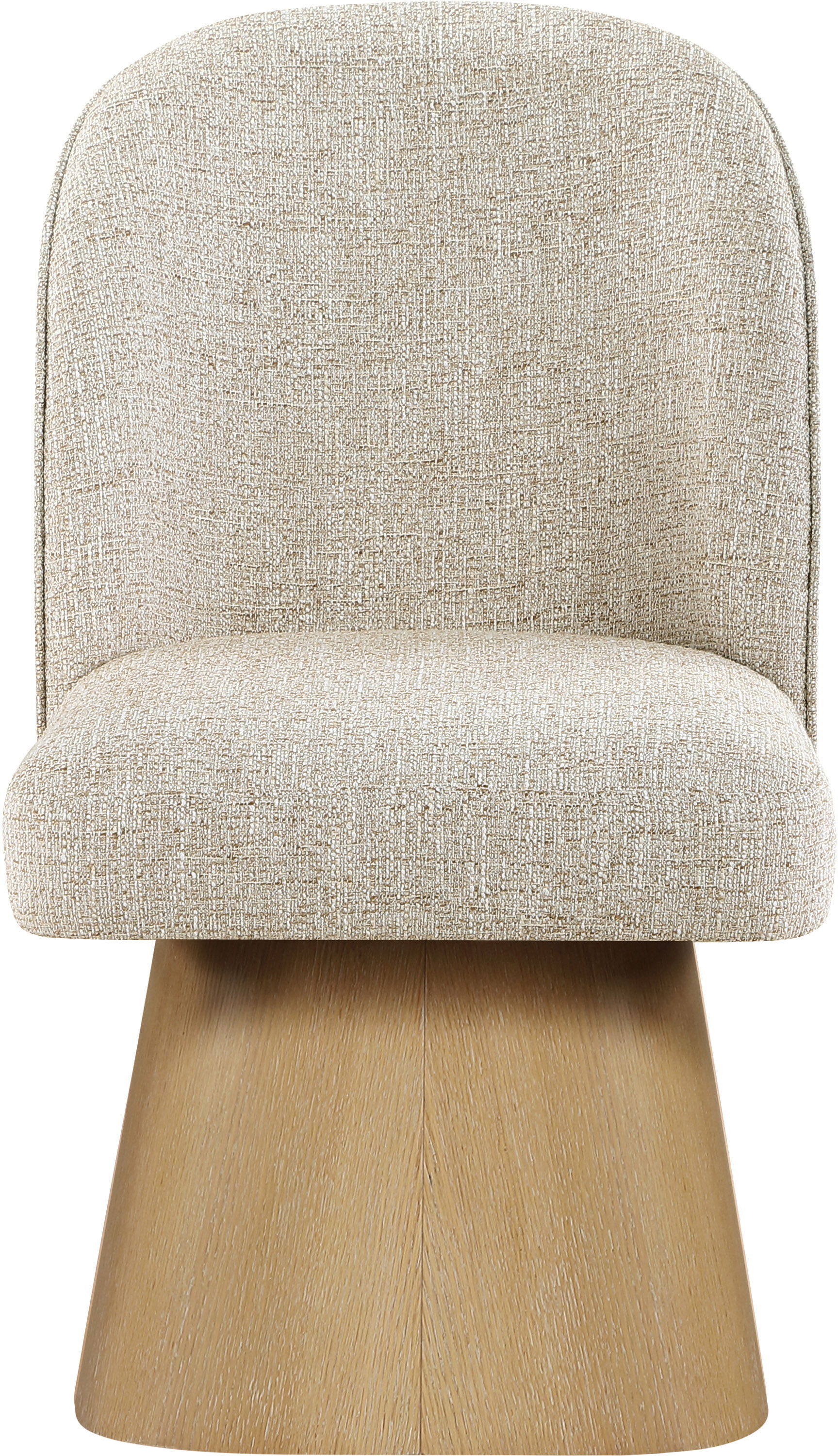 Marlowe - Linen Textured Fabric Upholstered Swivel Dining Side Chair - Beige / Stained Natural