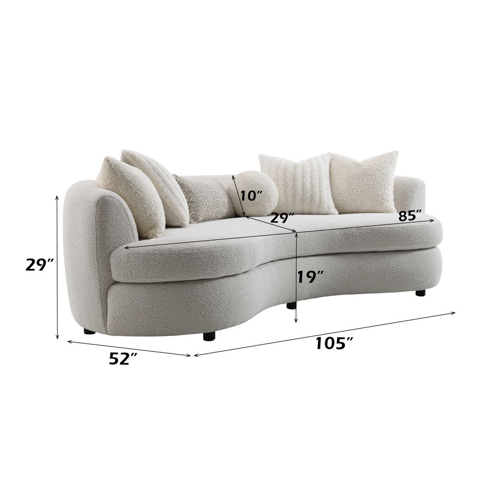 Iniko - Sofa With 6 Pillows - Beige Boucle, beige, view 6
