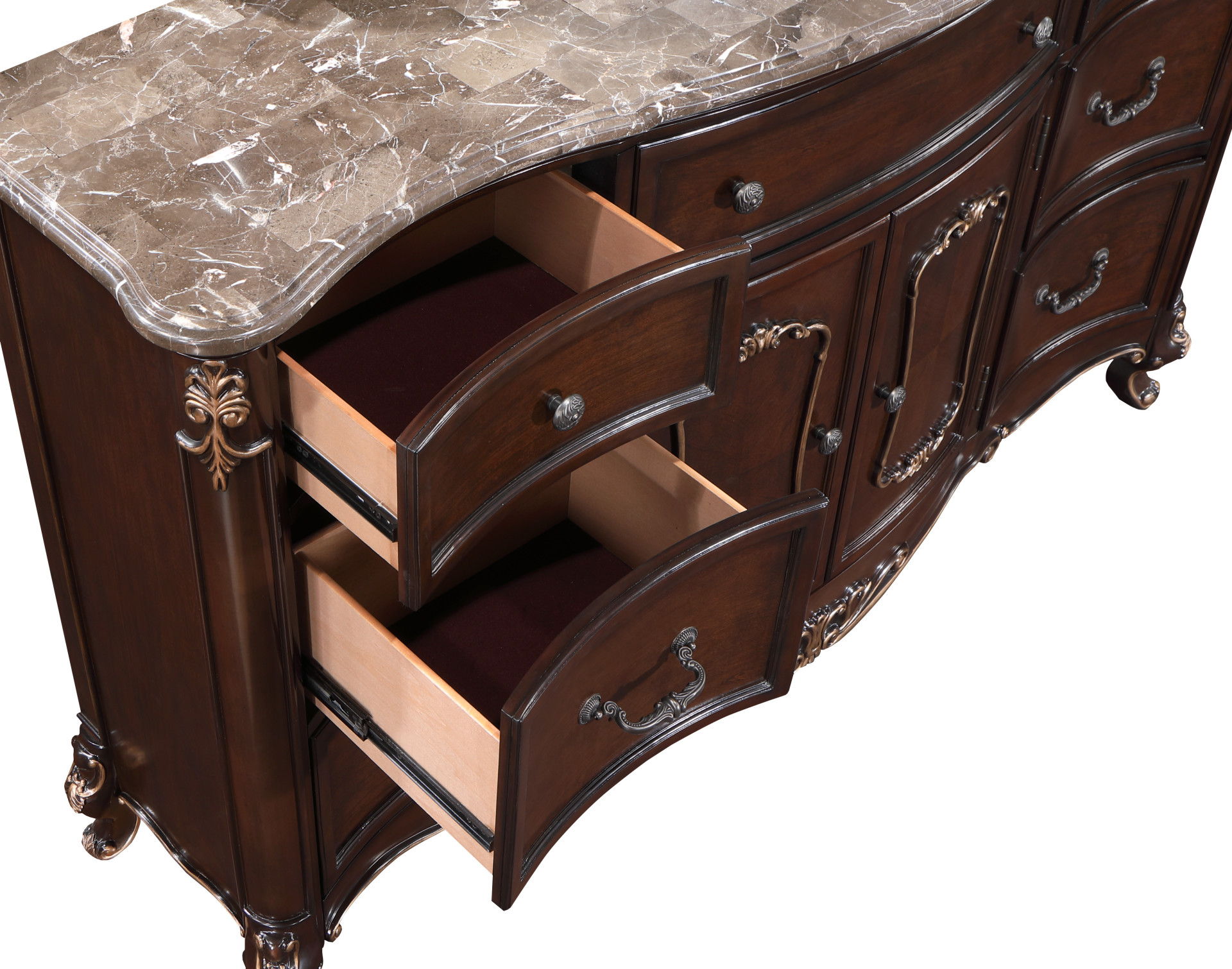 Constantine - Dresser With Marble Top - Cherry, dark brown, view 6