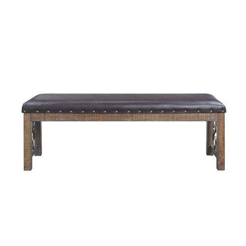 Raphaela - Bench - Black Synthetic Leather & Weathered Cherry, black