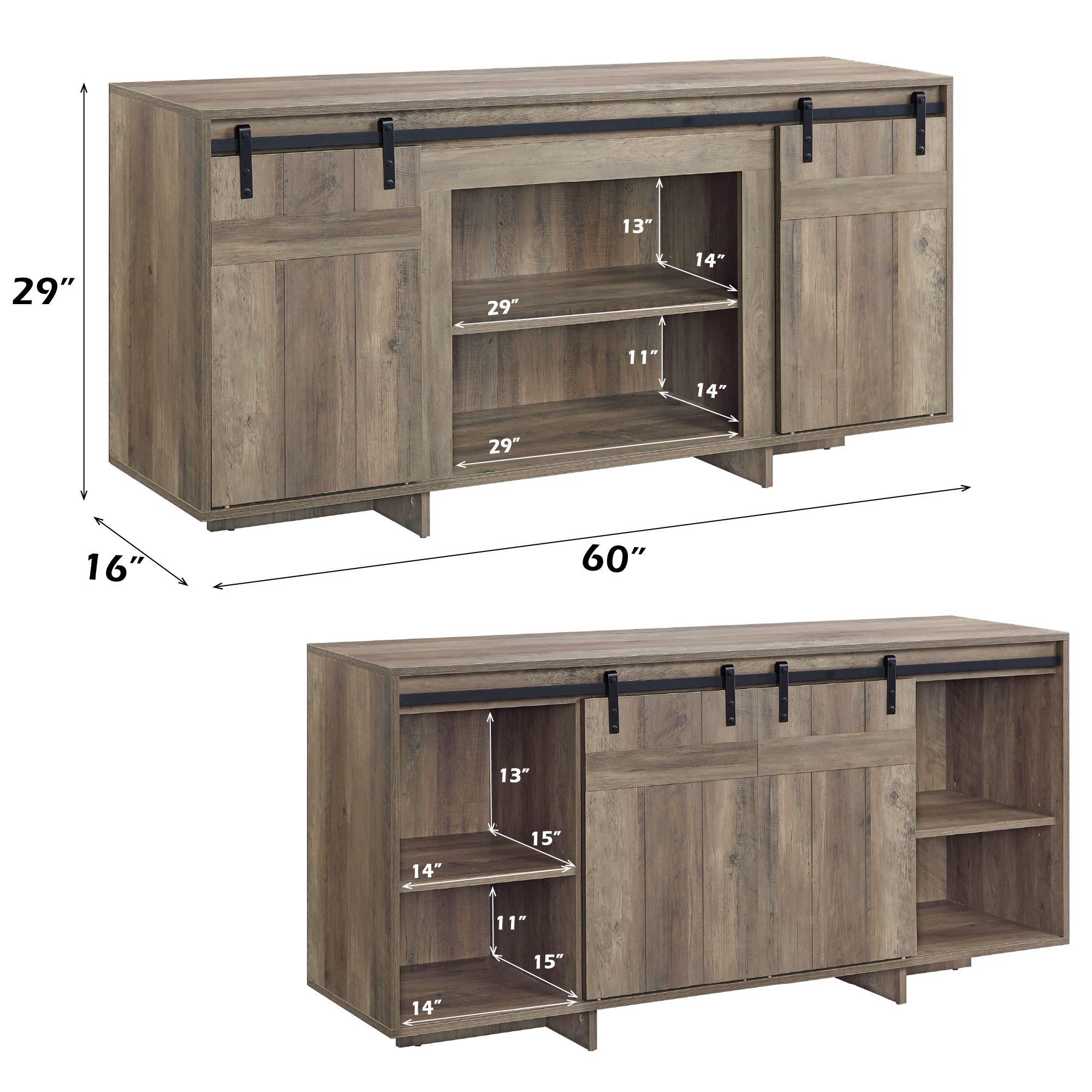 Bellarosa - TV Stand (Same As 91608) - Gray Washed, dark brown, view 6
