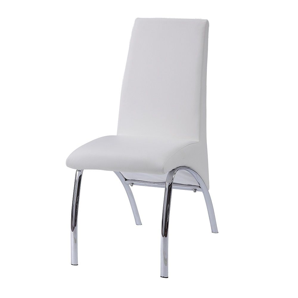 Pervis - Side Chair (Set of 2) - White Synthetic Leather & Chrome, white, view 2
