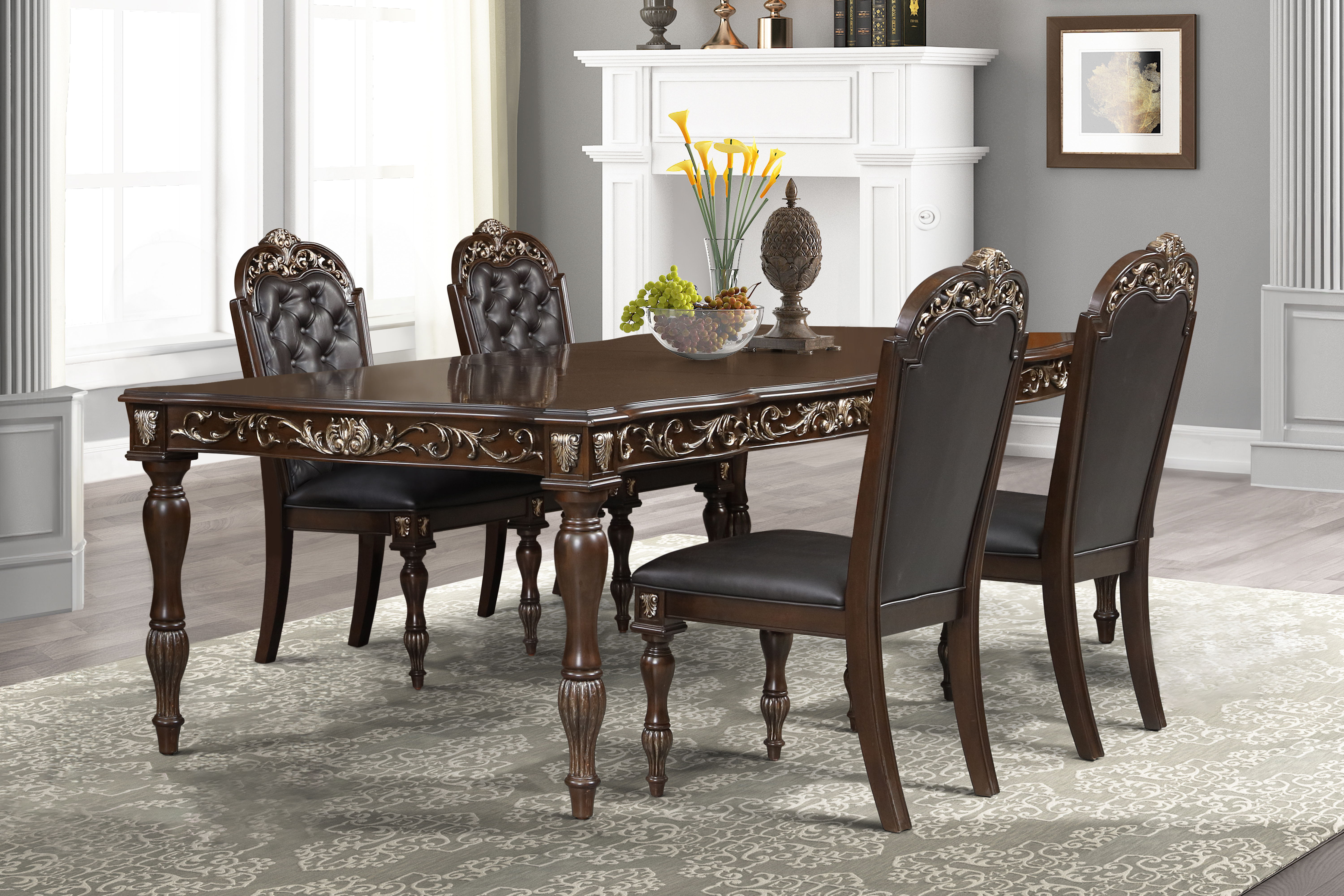 Maximus - Dining Table & 4 Chairs - Dark Brown
