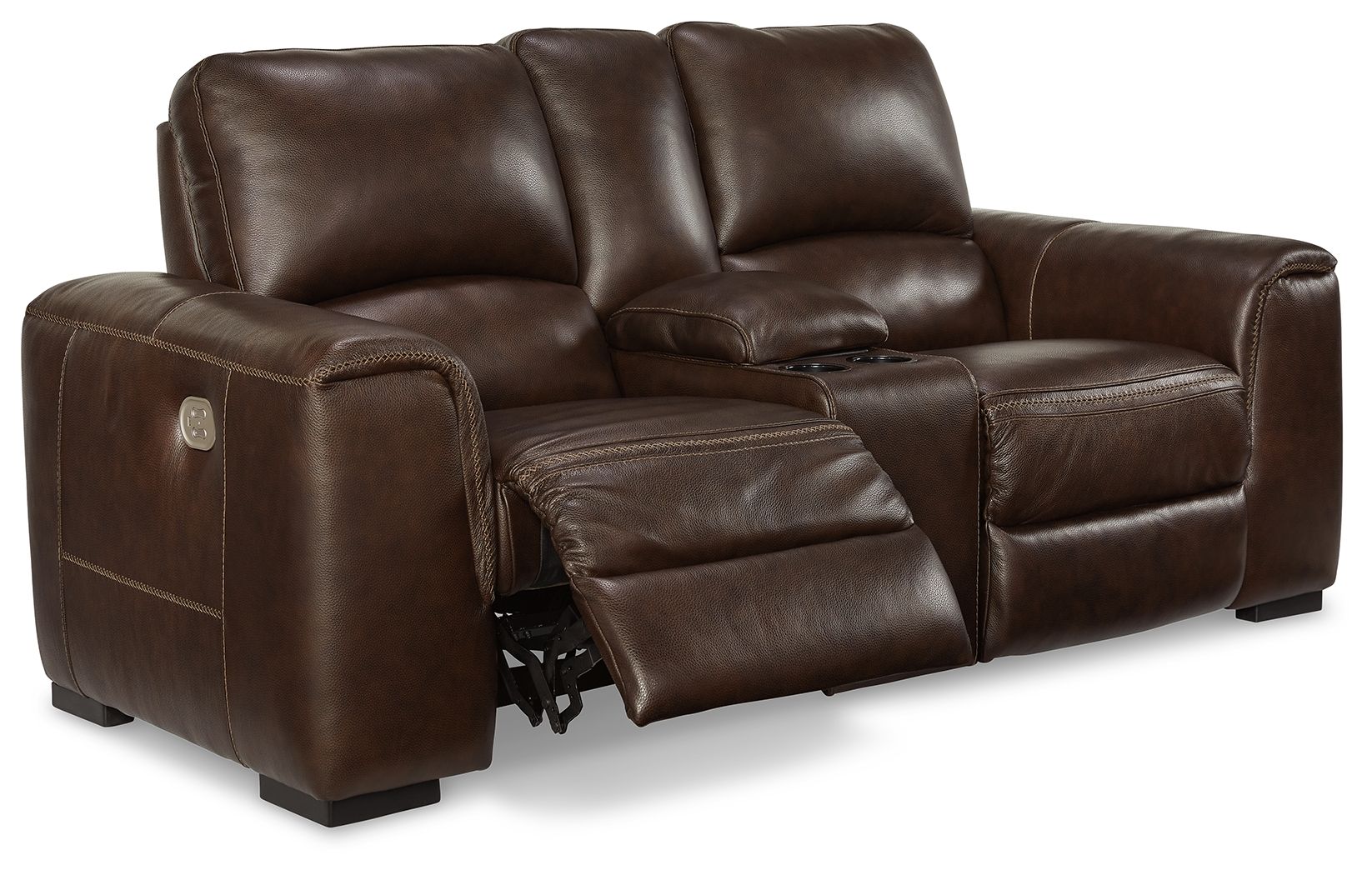 Ashley Furniture Alessandro - PWR REC Loveseat/Con/Adj HDRST - Walnut - Image 3