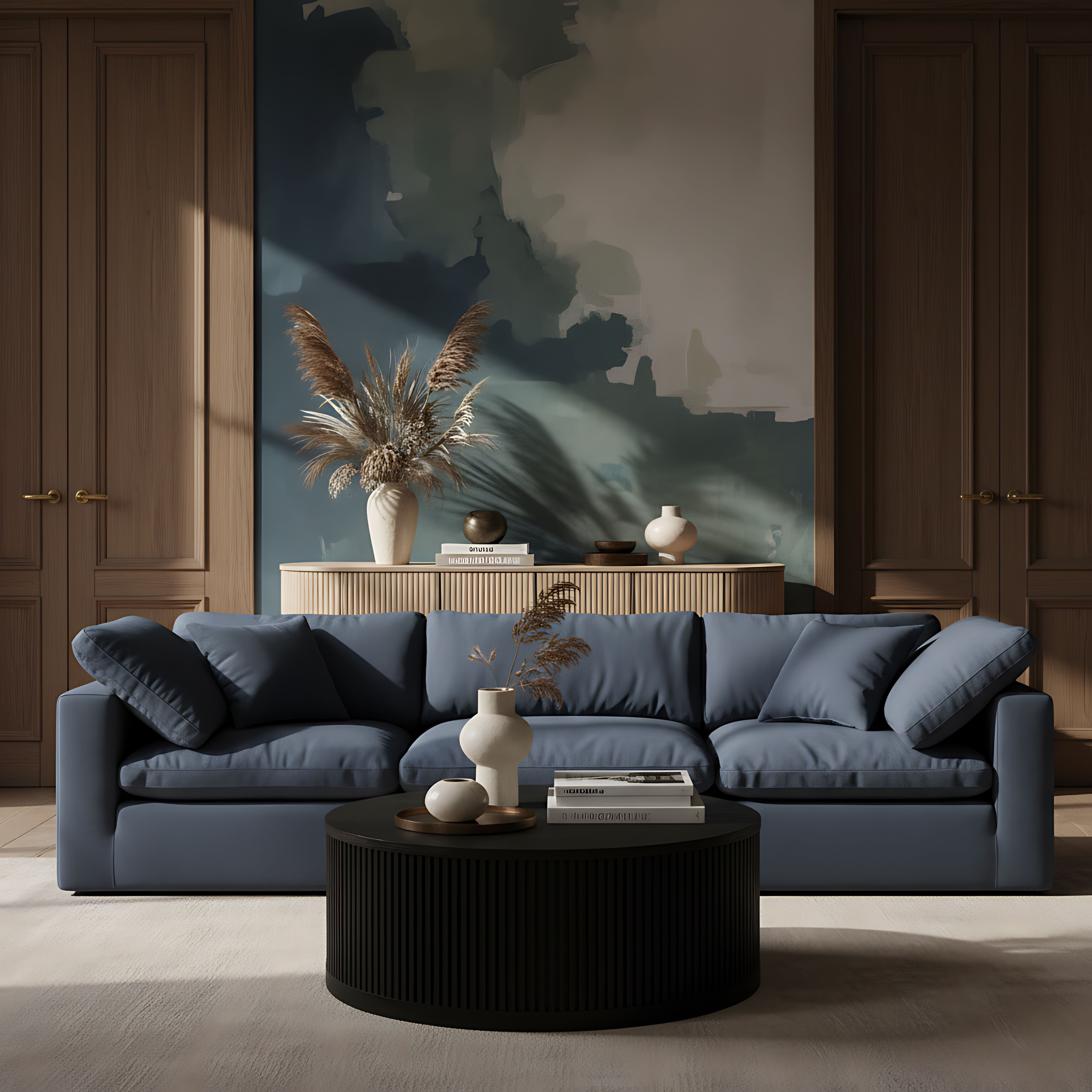 Madera - Oak Veneer And Solid Wood With Caster Wheels Coffee Table - Black