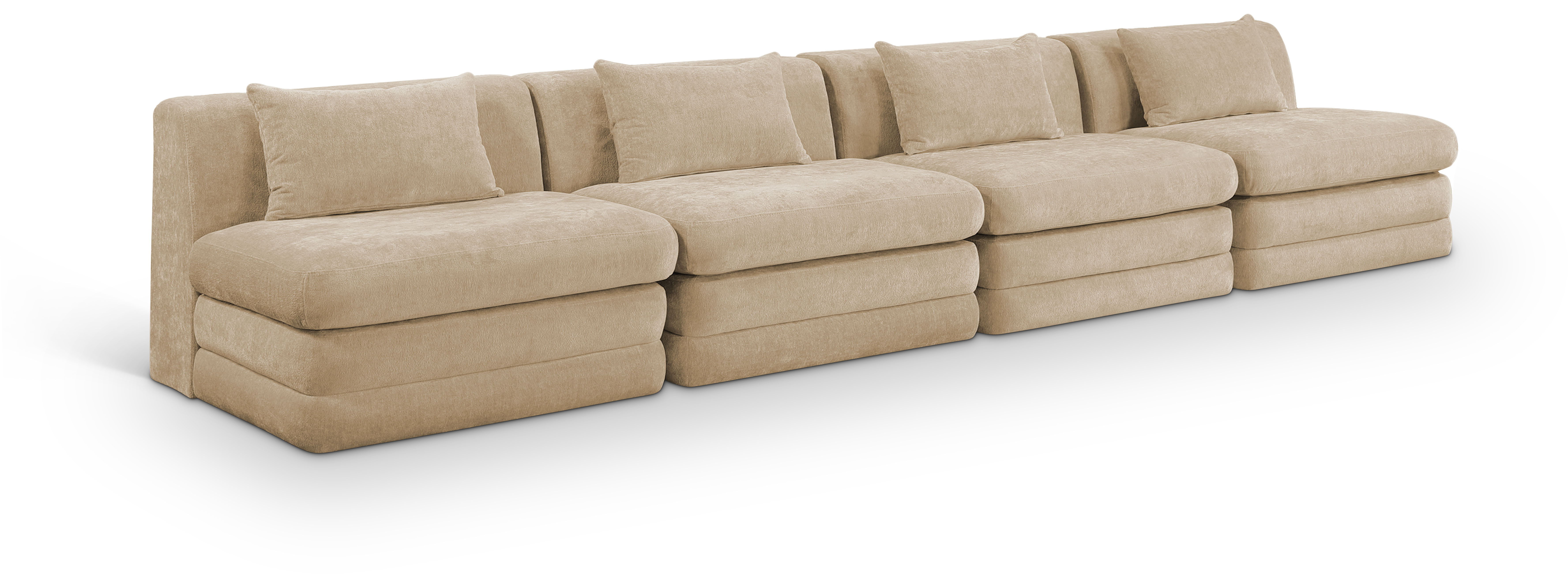4 Pc · Chenille Fabric 152" Upholstered Modular Sofa