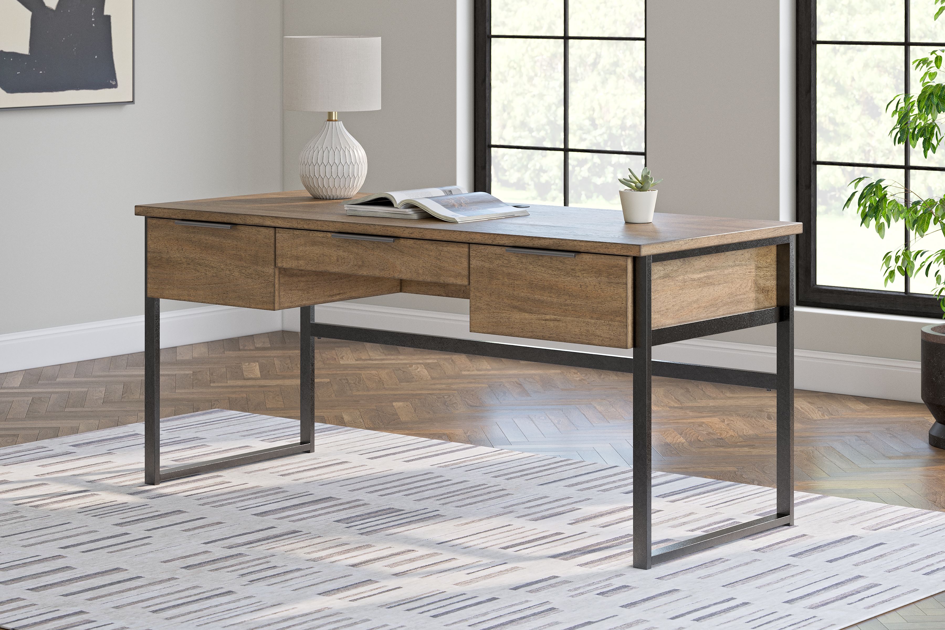 Ashley Furniture Montia - Home Office Desk - Light Brown - Image 2