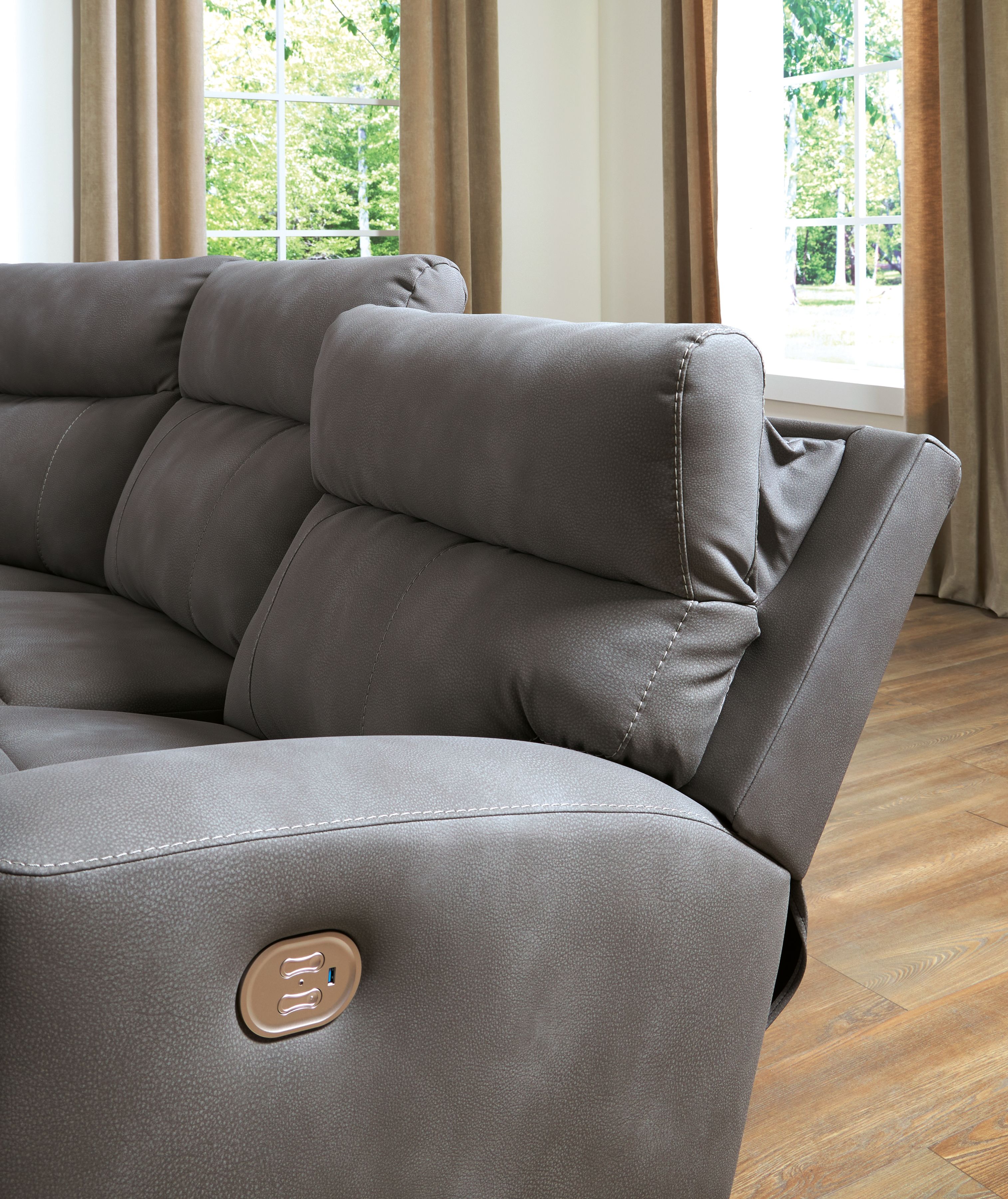 Next-Gen Durapella - 2-Piece Power Reclining Sectional Loveseat - Slate