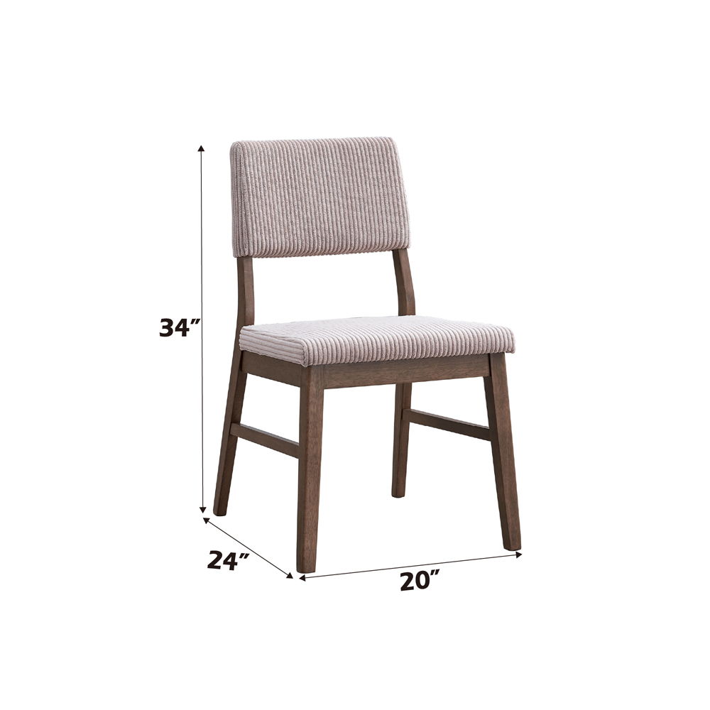 Seda - Corduroy Side Chair (Set of 2) - Dusty Mauve & Walnut, beige, view 6