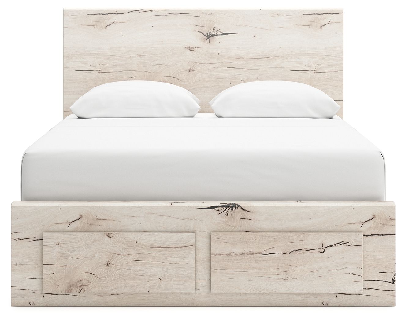 Ashley Furniture Lawroy - Queen Panel Bed With Storage Footboard And 2 Under Bed Storage Units - Light Natural - Image 6