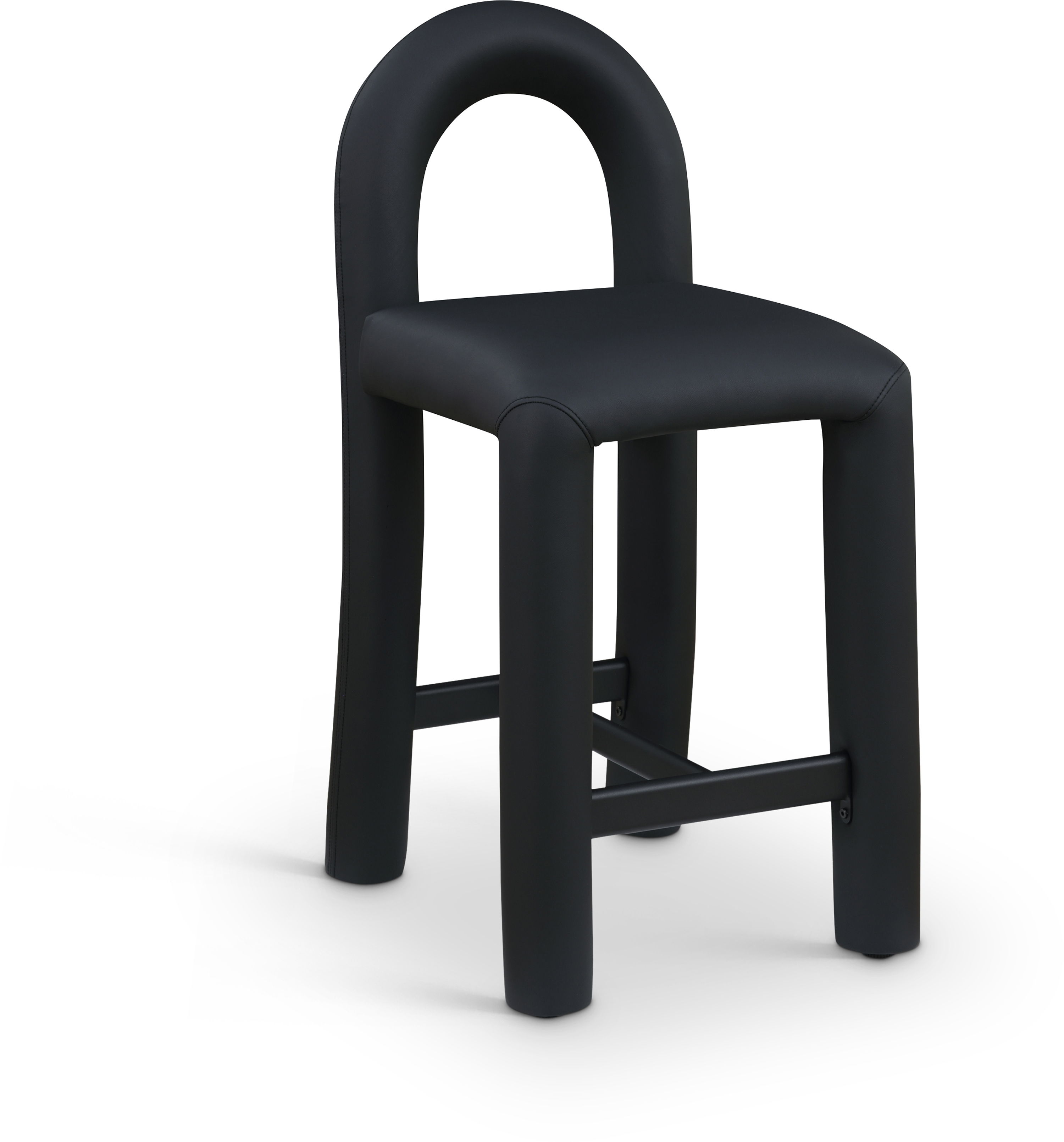 Amari - Faux Leather Stool - Black