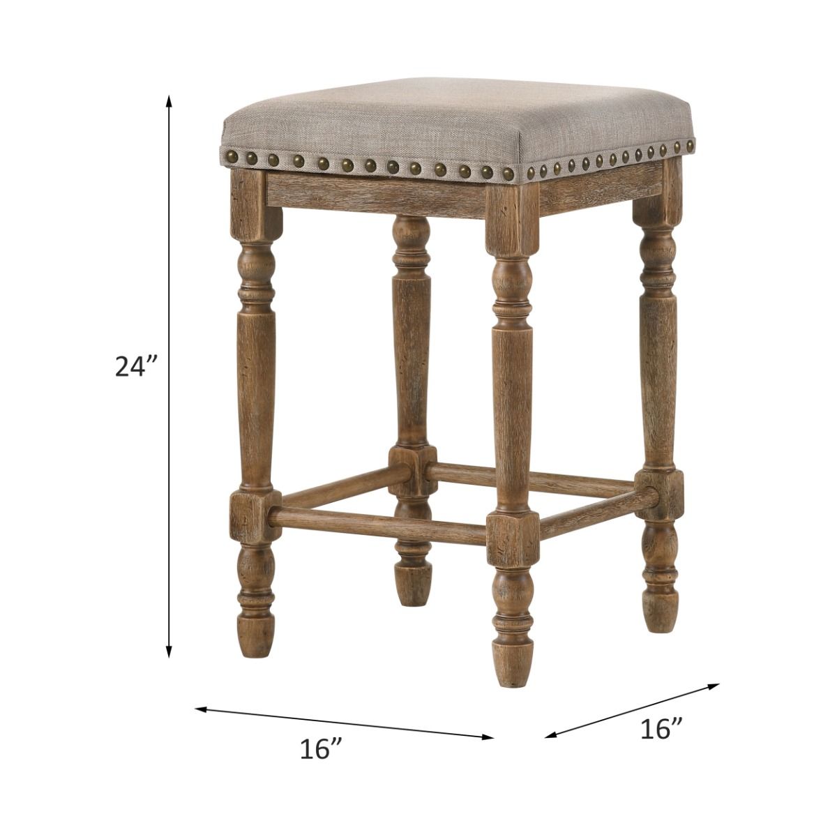 Farsiris - Counter Height Stool (Set of 2) - Beige Fabric & Weathered Oak, light brown, view 6