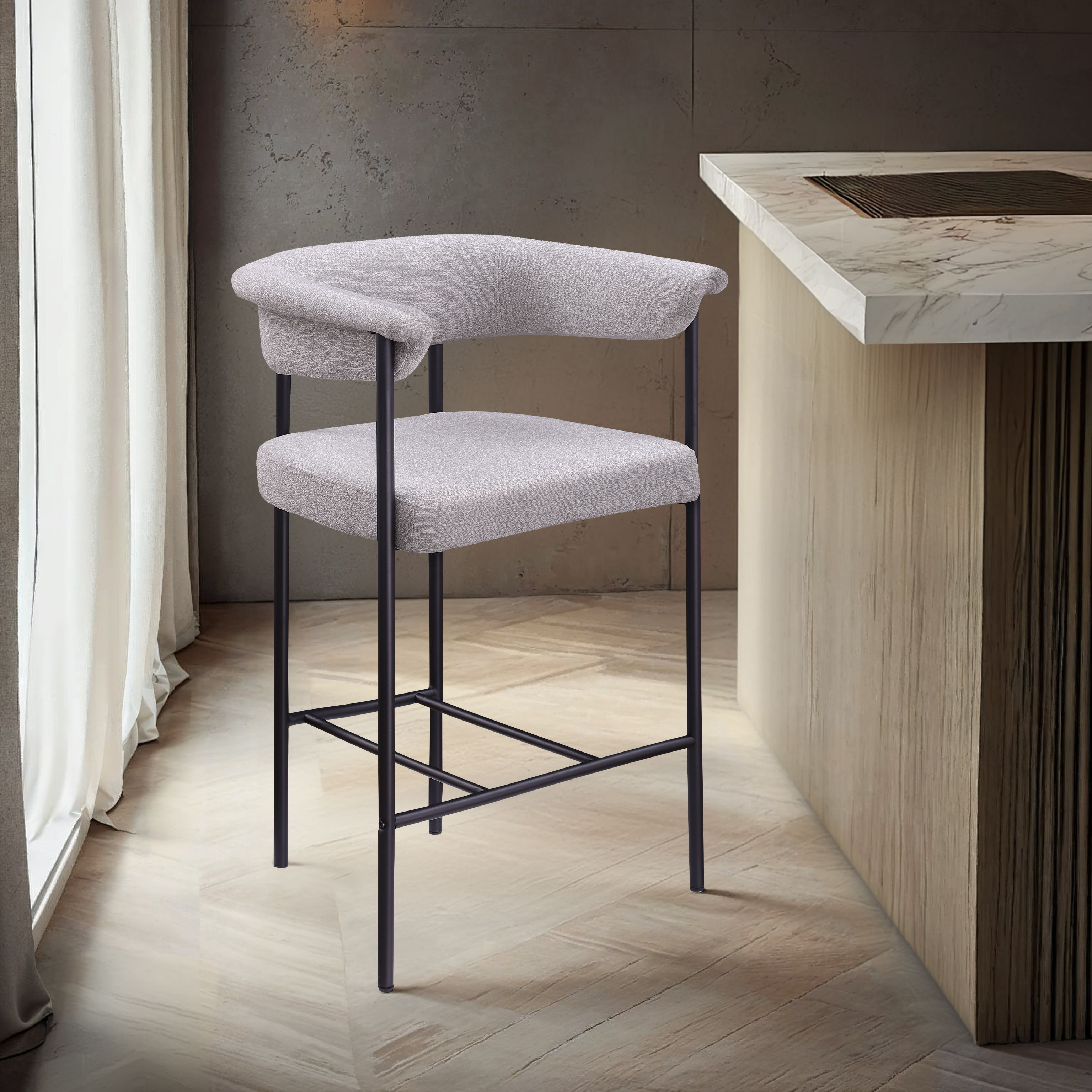 Malin - Linen Counter Stool (Set of 2) - Gray