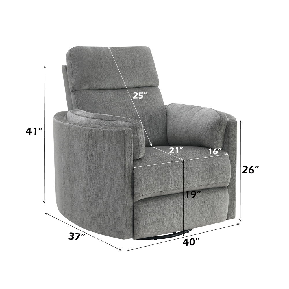 Sagen - Recliner With Swivel & Glider - Charcoal Chenille, dark gray, view 8