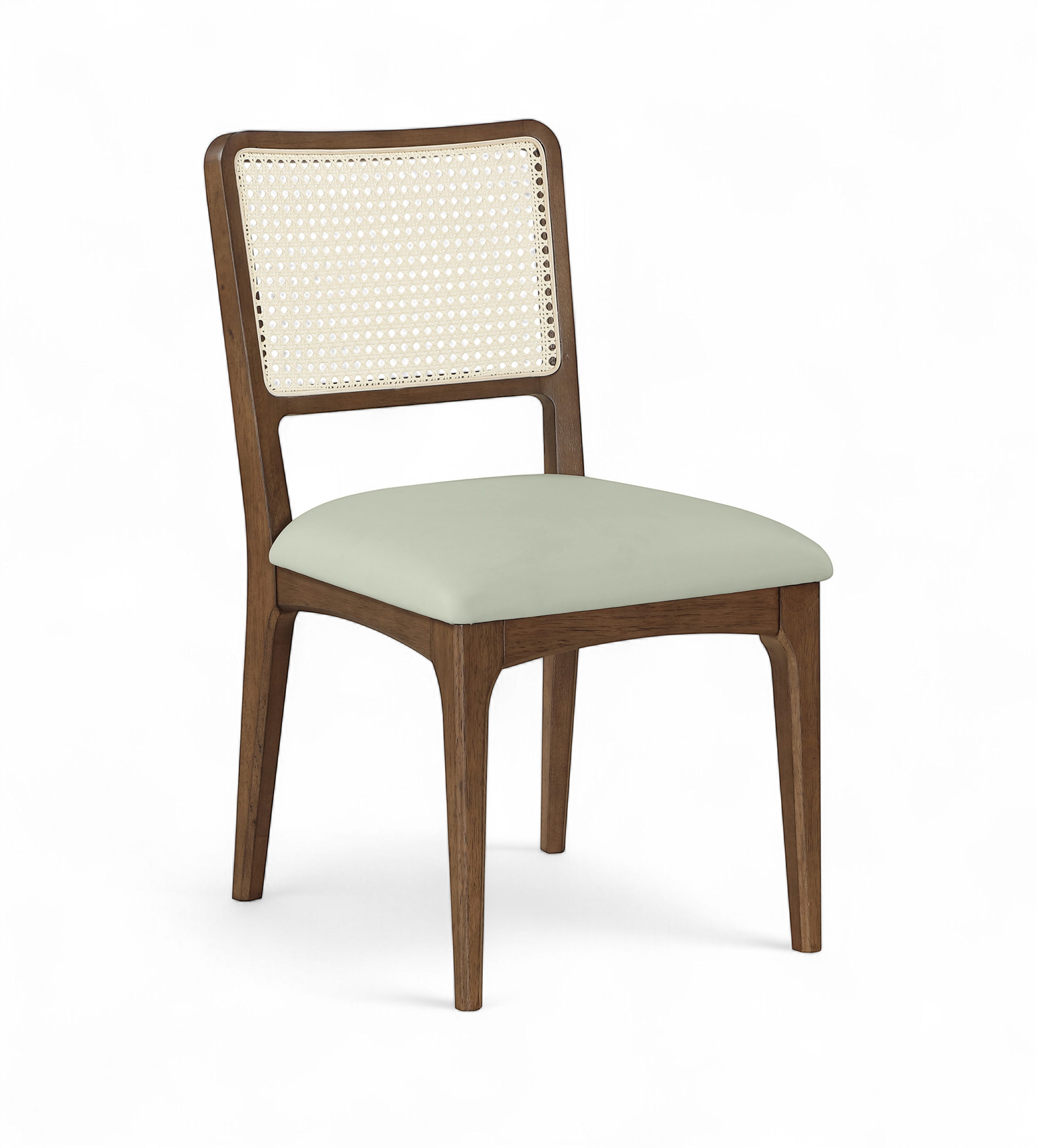 Atrium - Cane Back And Vegan Leather Upholstered Seat Dining Chair (Set of 2) - Mint