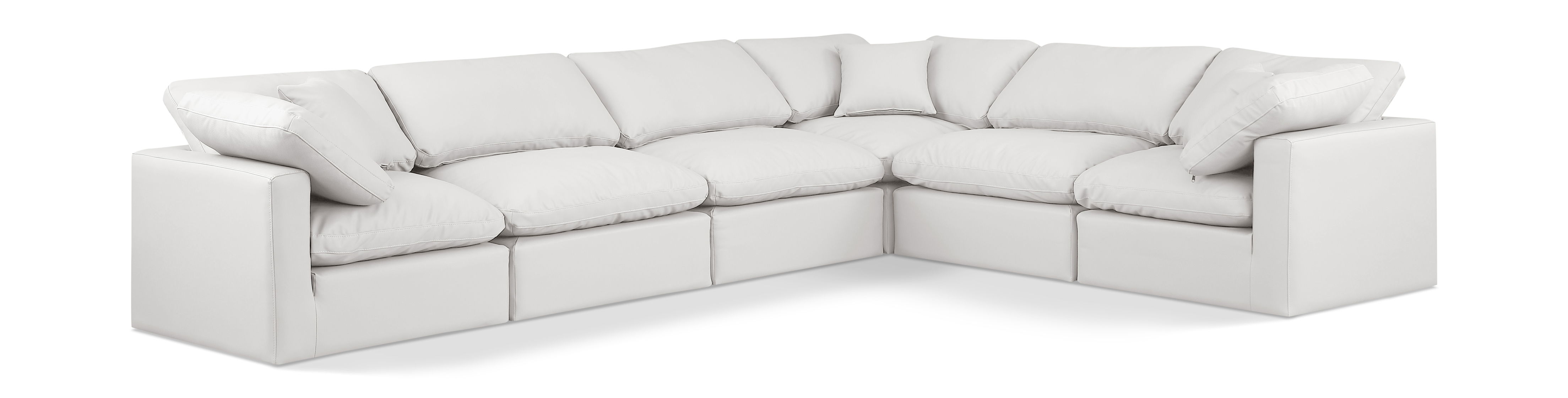 Indulge - Faux Leather 6 Piece Modular Corner Sectional - Cream