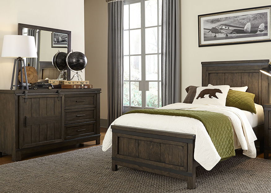 Liberty Furniture Thornwood Hills - 3 Piece Bedroom Set (Full Panel Bed, Dresser & Mirror) - Dark Brown