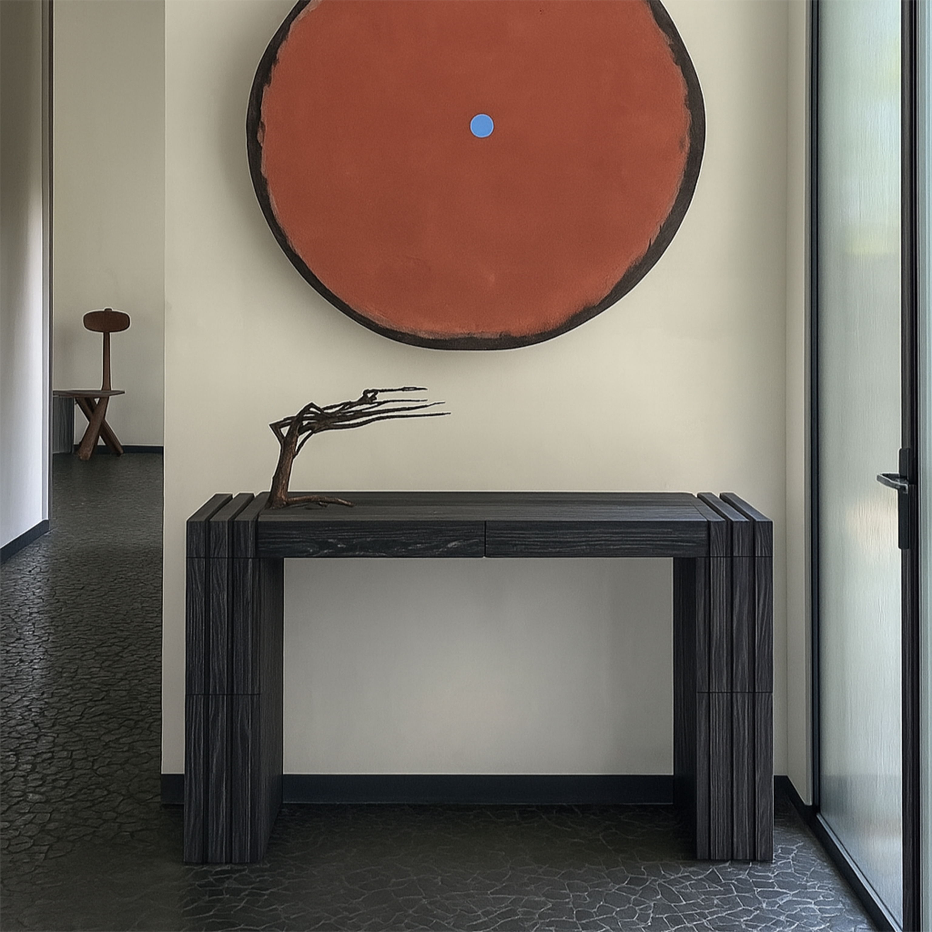 Stanton - Oak Veneer And Solid Wood Console Table - Black