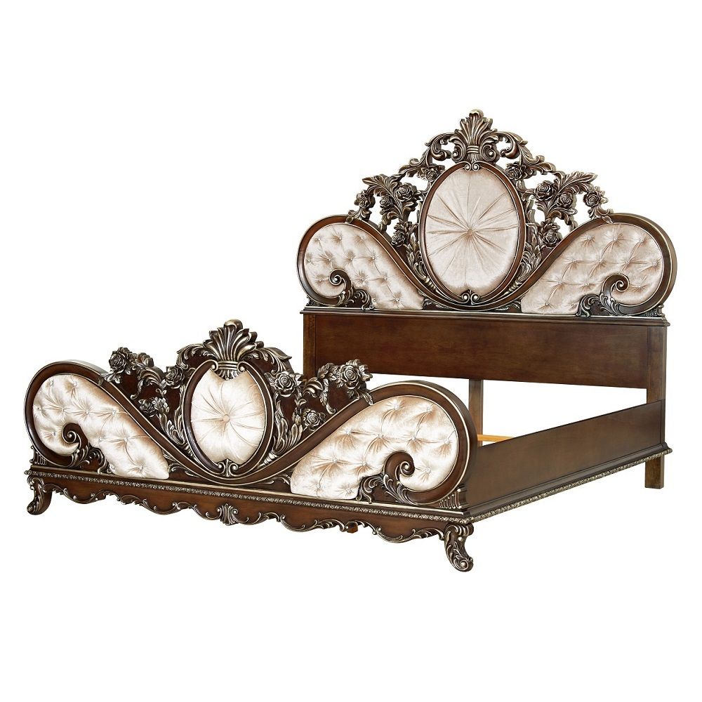 Devany - Queen Bed - Cream Fabric & Cherry, beige, view 2