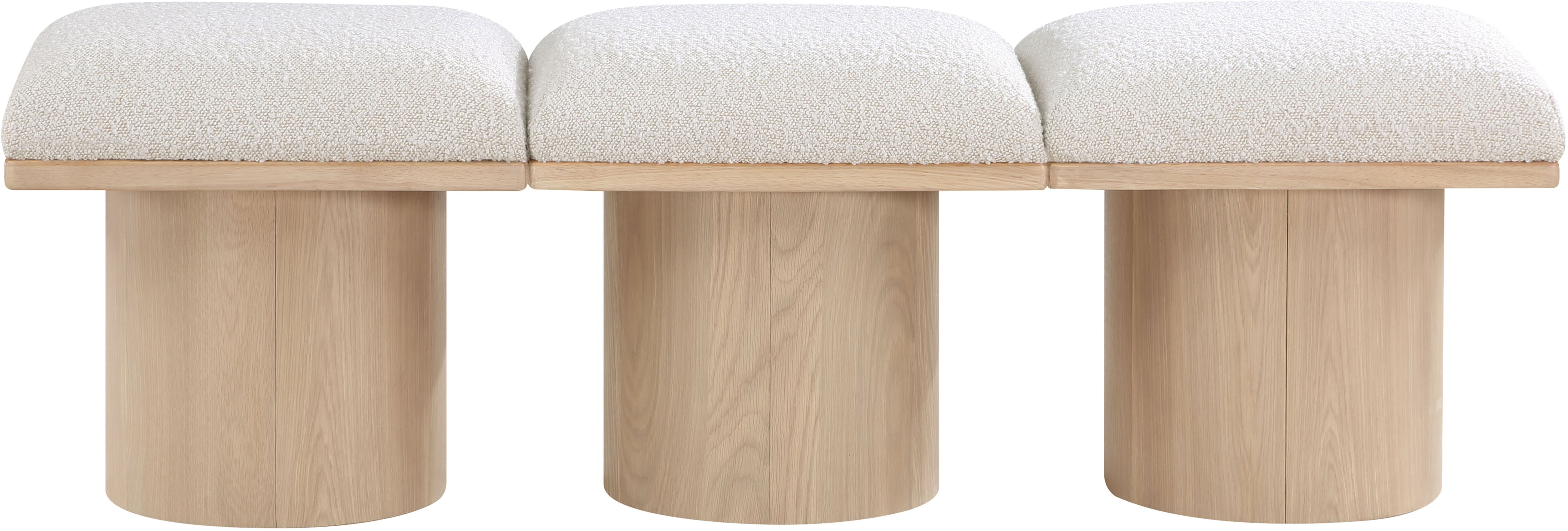 Pavilion - 54" 3 Piece Modular Bench With Natural Base - Cream