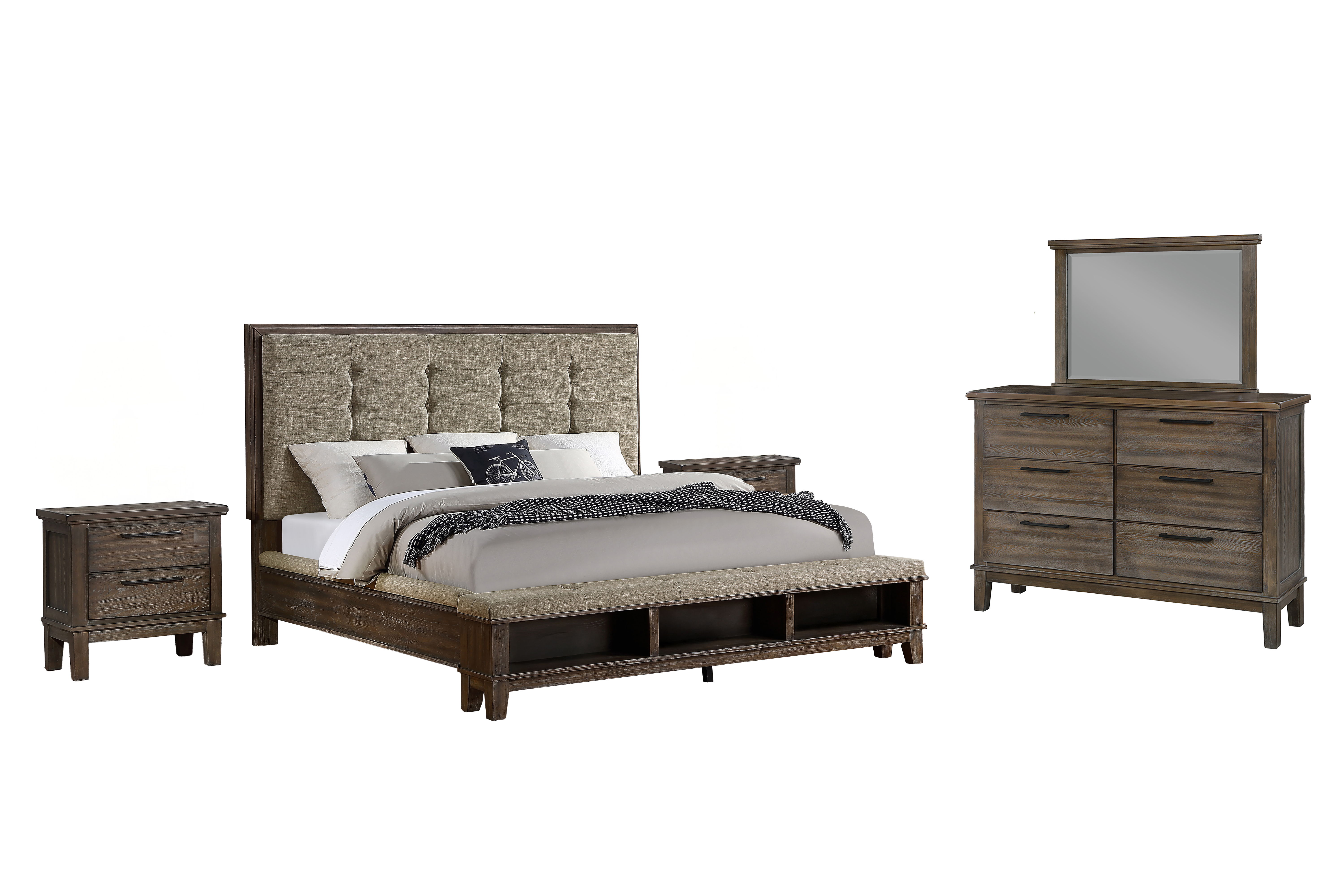 Queen · 6 Pc · Bed, Dresser, Mirror, Chest, 2 Nightstands