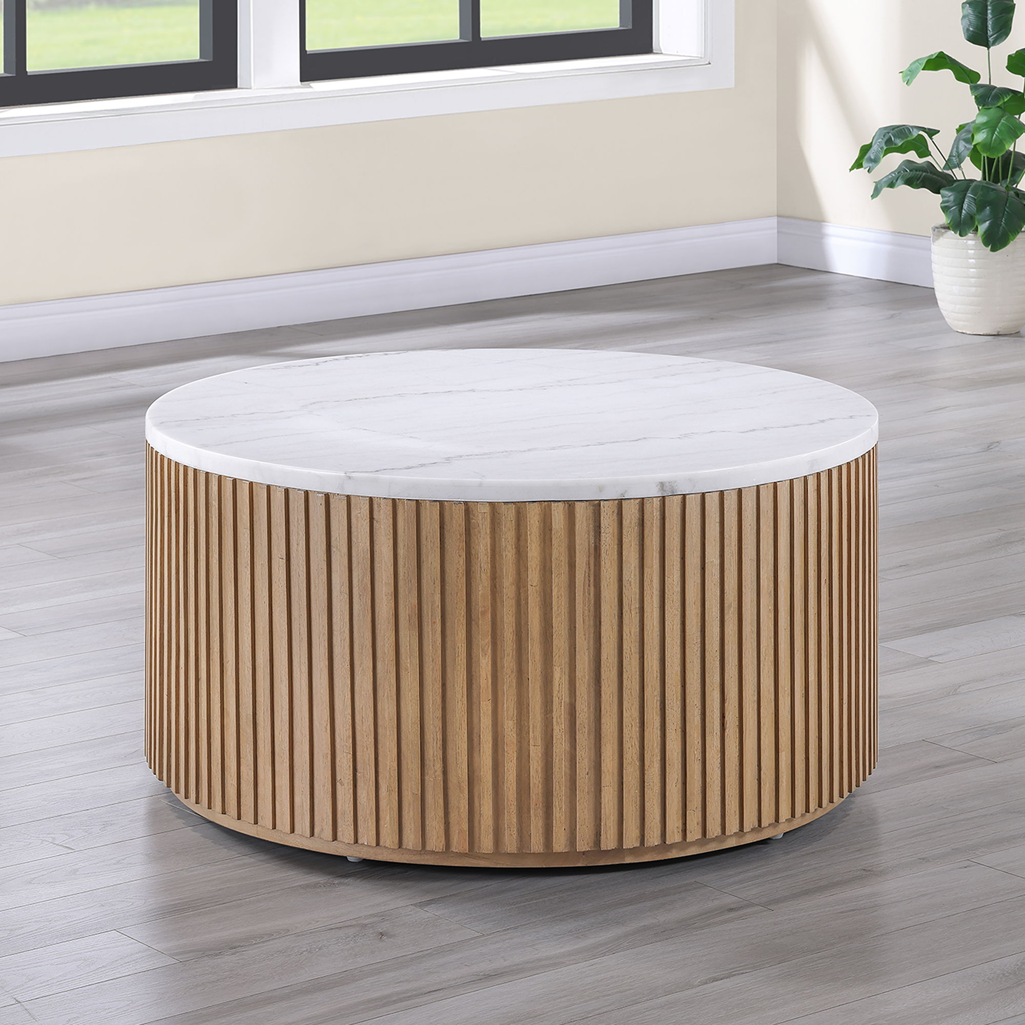 Colvin - Marble Cocktail Table - Brown / White