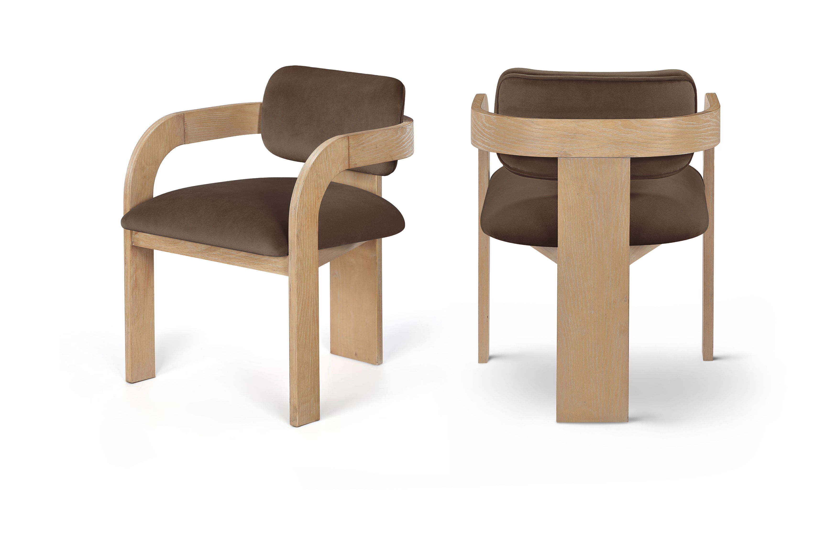 Cedra - Velvet Performance Fabric Upholstered Dining Chair (Set of 2) - Brown / Natural